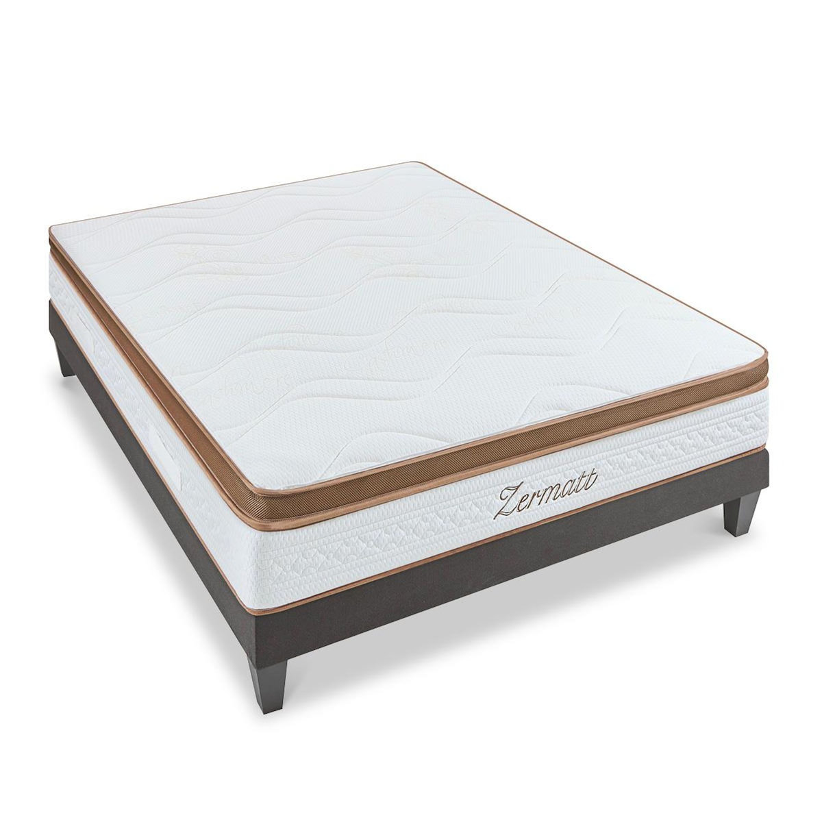 BELLECOUR BELLECOUR LITERIE | Ensemble ZERMATT | Matelas Mémoire de forme + Sommier Bois
