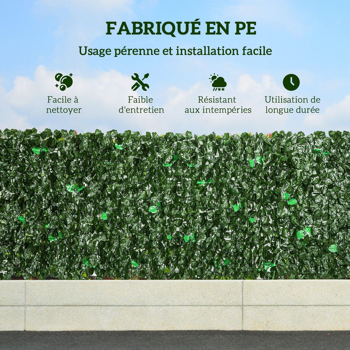 OUTSUNNY Haie artificielle lierre brise-vue rouleau dim. 3L x 1H m feuillage réaliste anti-UV vert