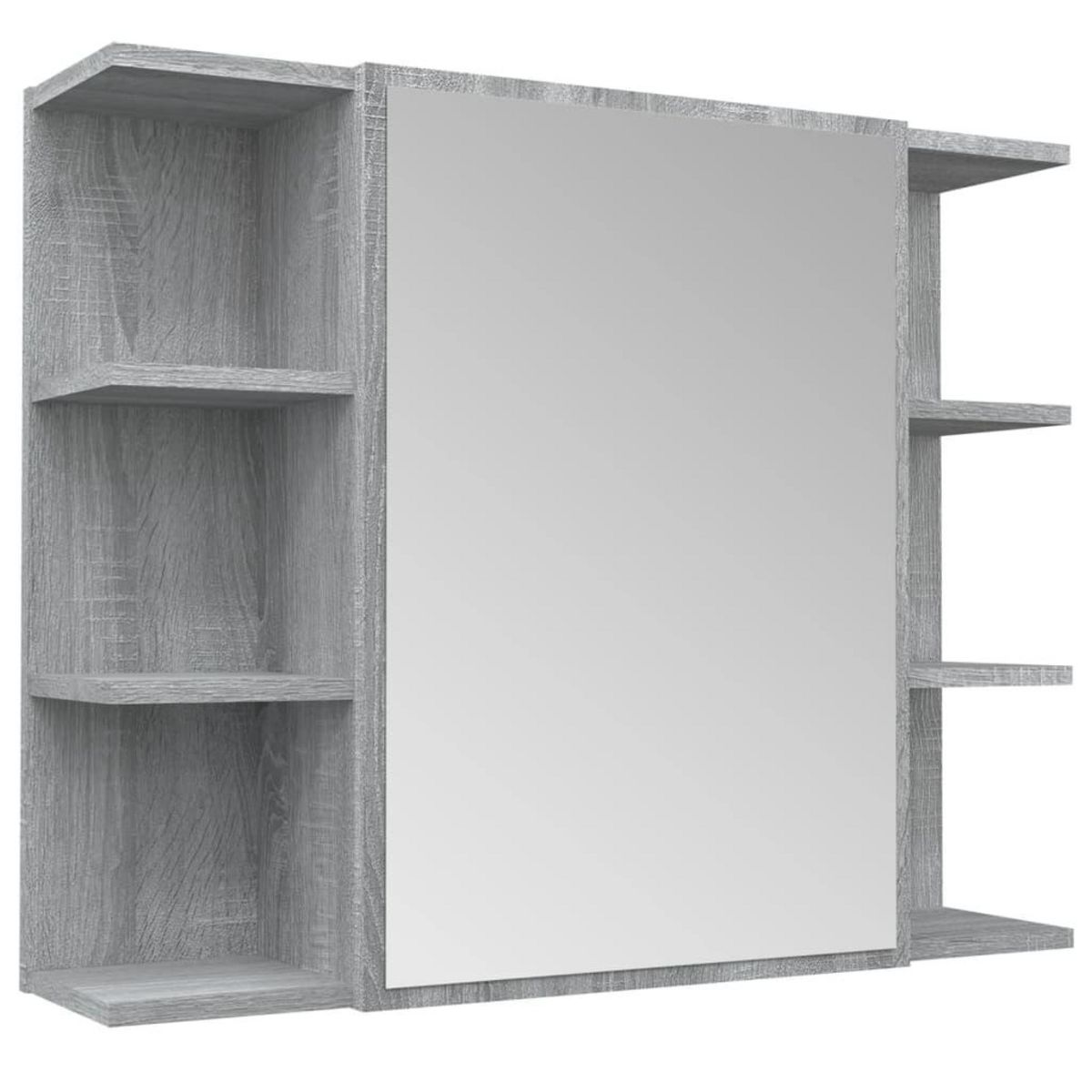 VIDAXL Armoire a miroir de salle de bain Sonoma gris 80x20,5x64cm Bois