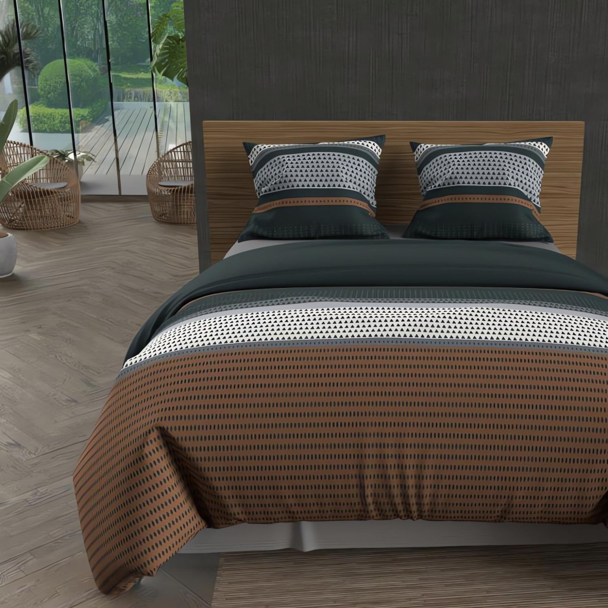 Voir la diapositive 1 : SOLEIL D'OCRE Parure housse de couette coton 57 fils THALES, par Soleil d'ocre