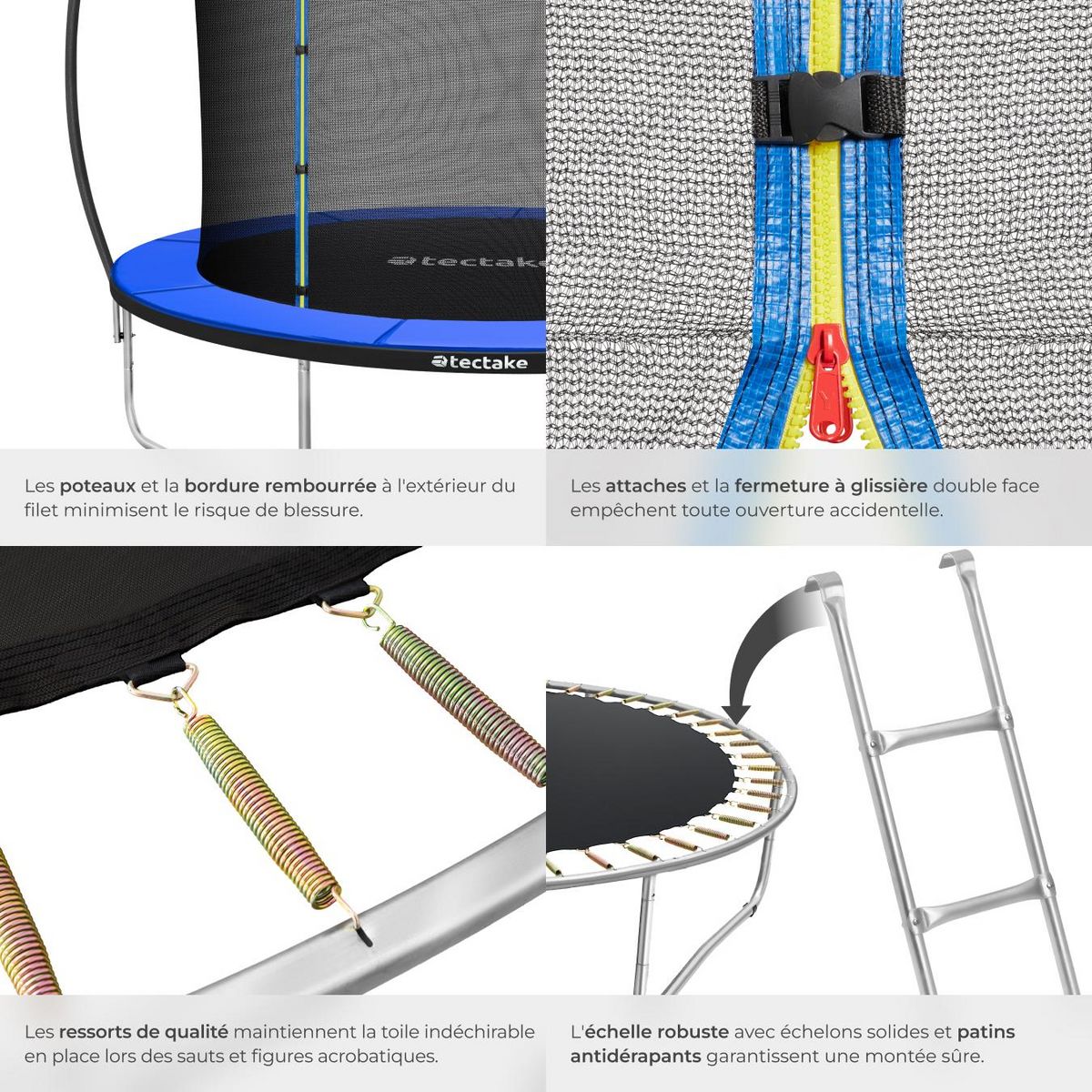tectake Trampoline Ø 366 cm certifié GS noir/bleu