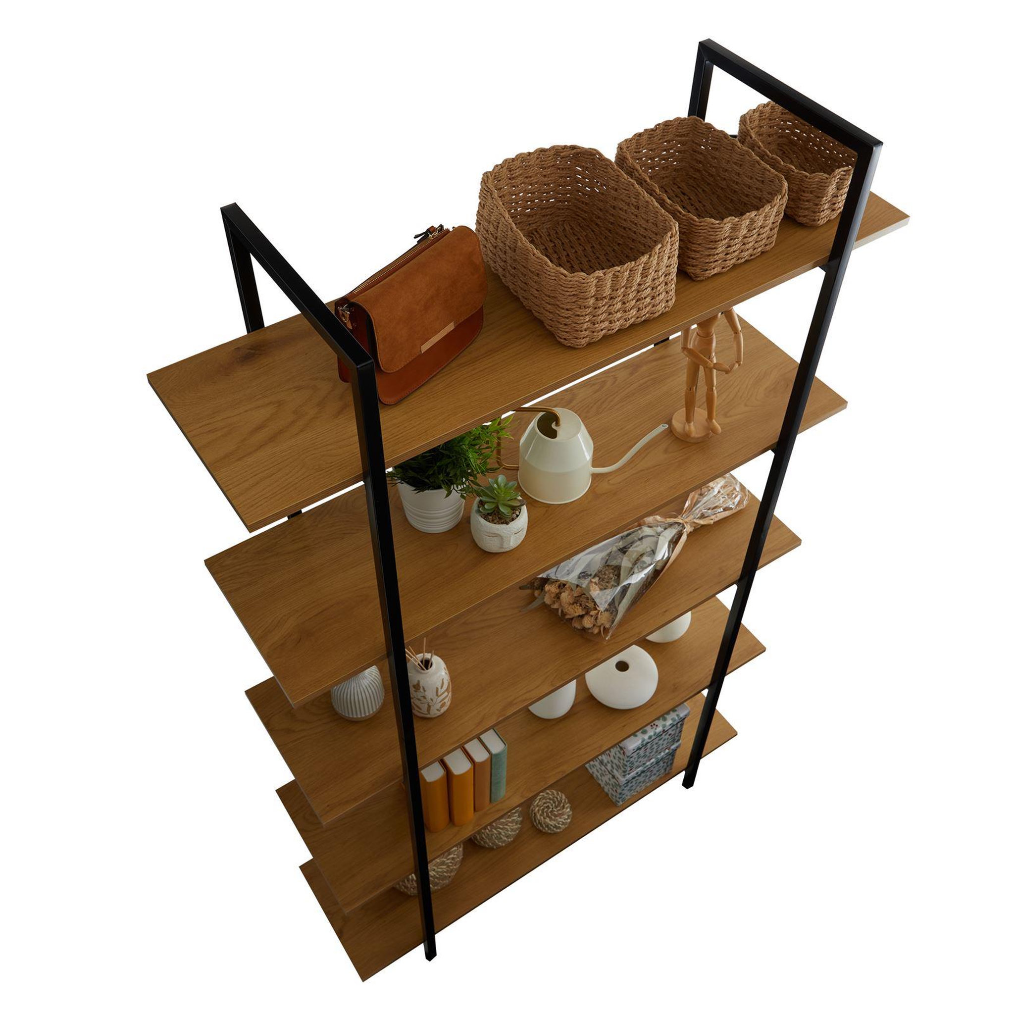 Voir la diapositive 4 : IDIMEX Étagère de rangement 5 tablettes meda en mdf et métal
