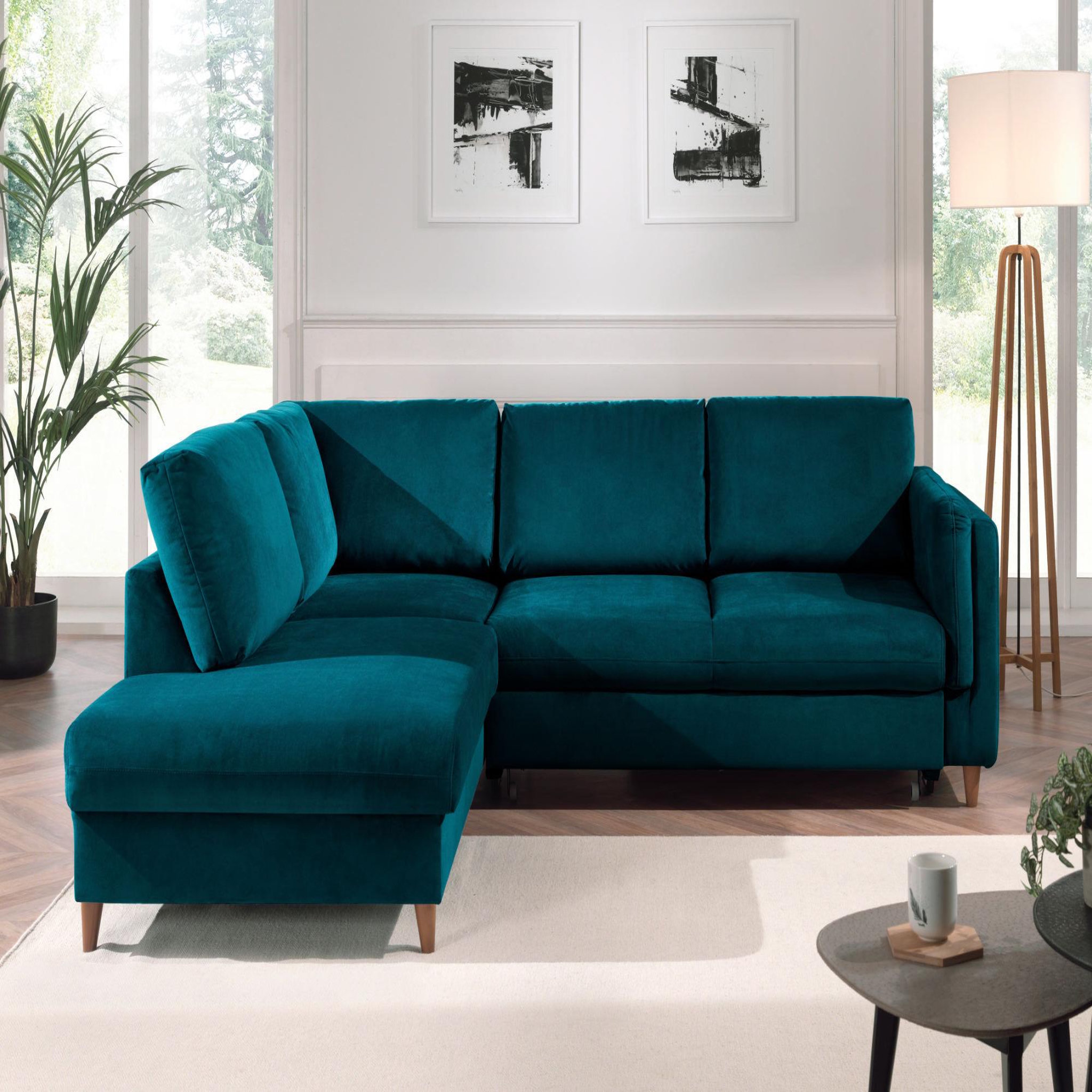 Voir la diapositive 5 : LISA DESIGN Brooke - canapé d'angle gauche - convertible - 5 places - en velours