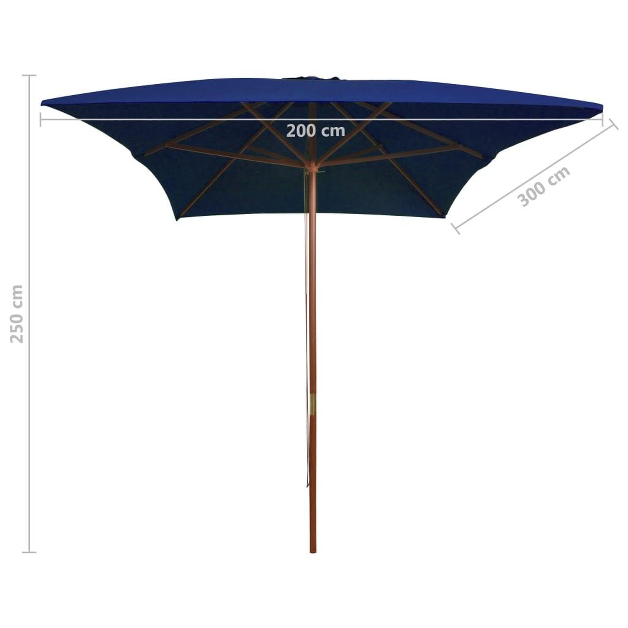 Voir la diapositive 6 : VIDAXL Parasol de jardin avec mat en bois bleu 200x300 cm