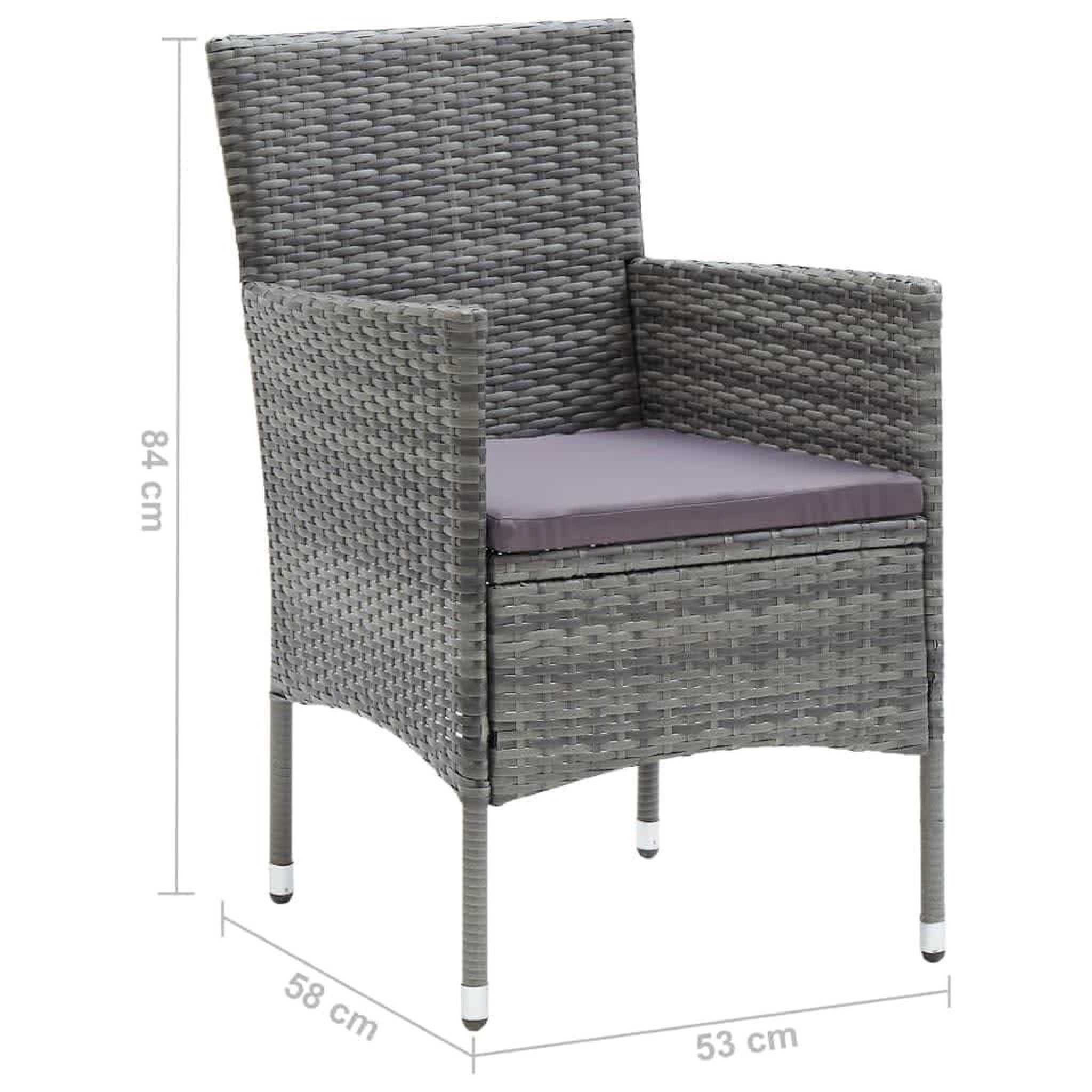 Voir la diapositive 6 : VIDAXL Ensemble a manger de jardin coussins 5pcs Resine tressee Gris