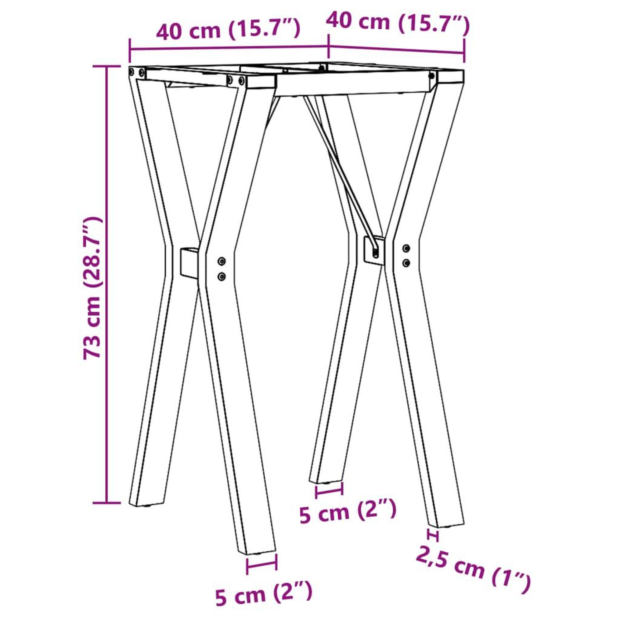 Voir la diapositive 6 : VIDAXL Pieds de table a manger cadre en Y 40x40x73 cm acier