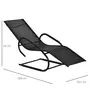 OUTSUNNY Chaise longue transat design - assise, dossier ergonomique, accoudoirs - métal époxy textilène noir