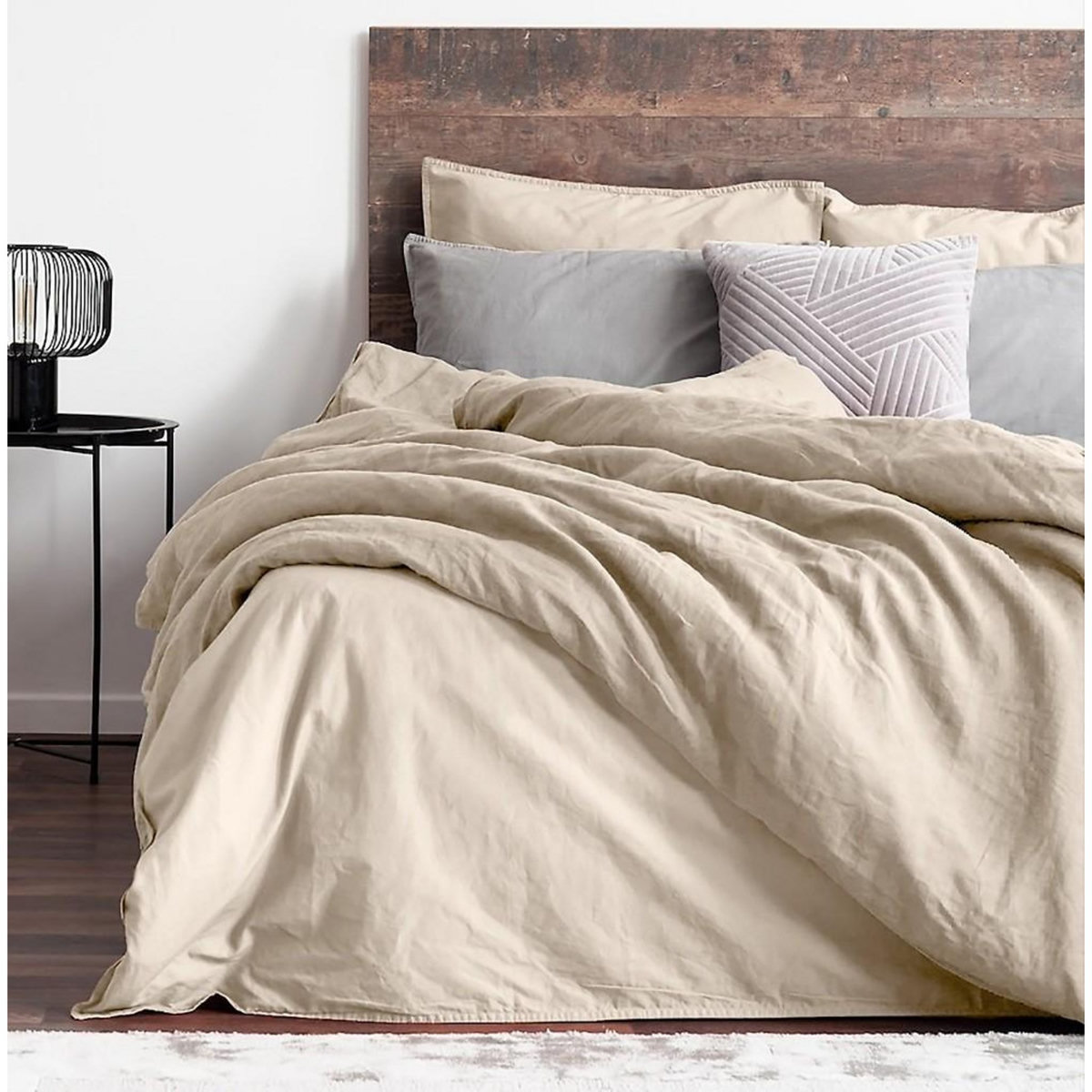 Home collection Parure housse de couette 100% lin et coton lavé 57 fils - dune