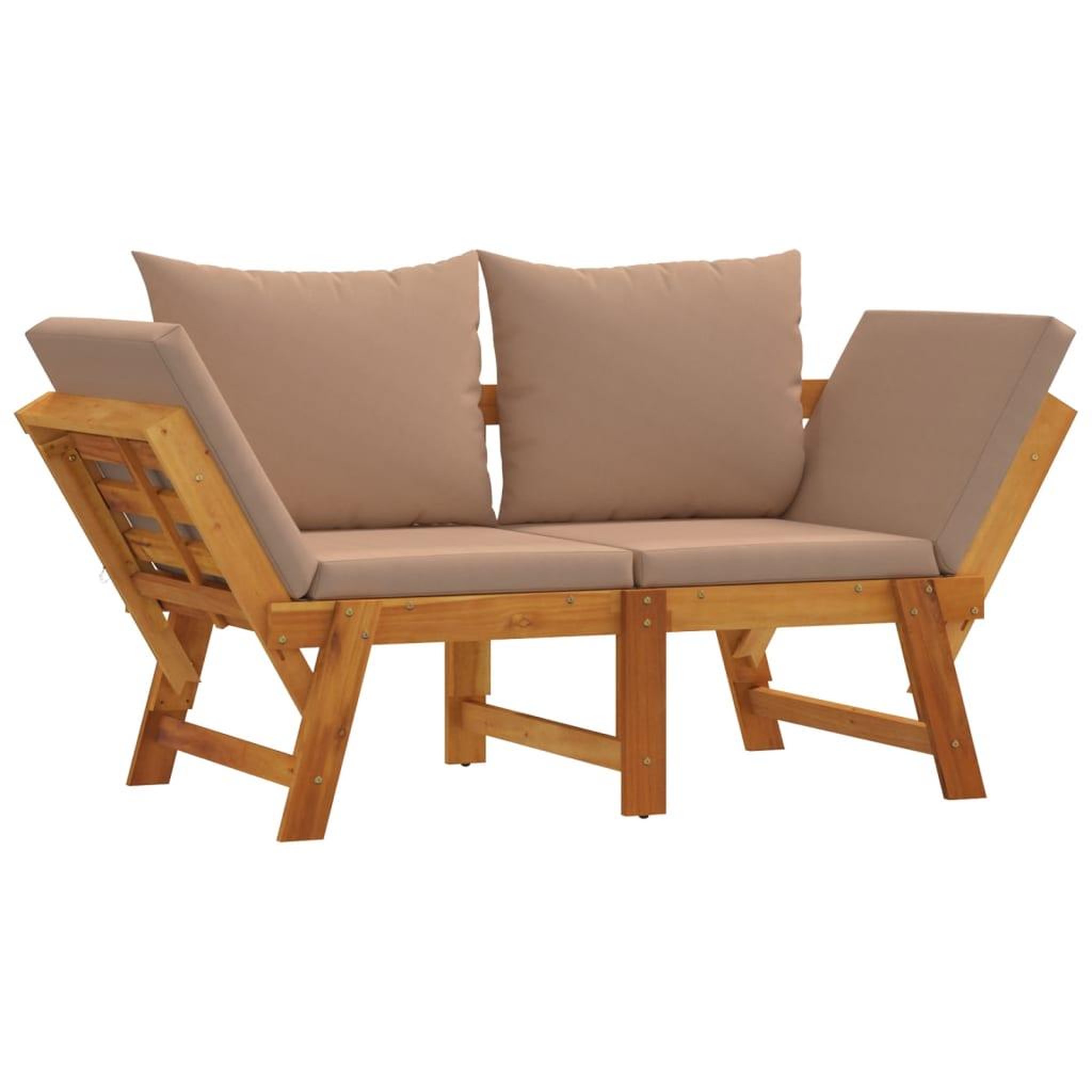 Voir la diapositive 3 : VIDAXL Banc de jardin avec coussins 2 en 1 bois d'acacia massif