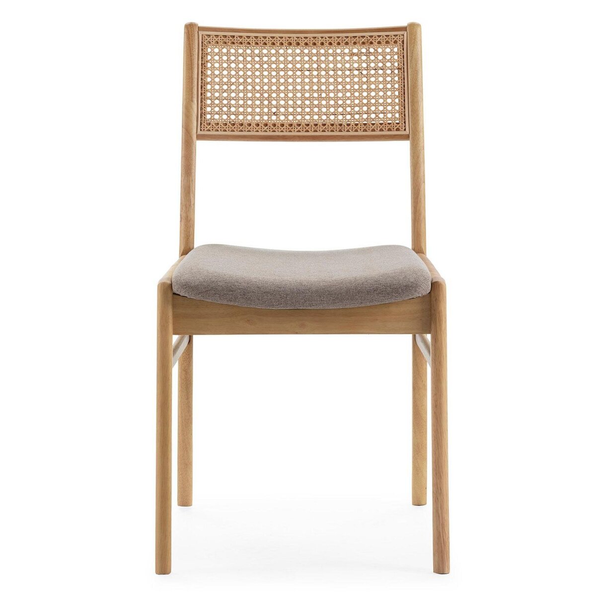 VS VENTA-STOCK Pack de 2 chaises Vilma Couleur Chêne, Bois Massif et Rotin Naturel