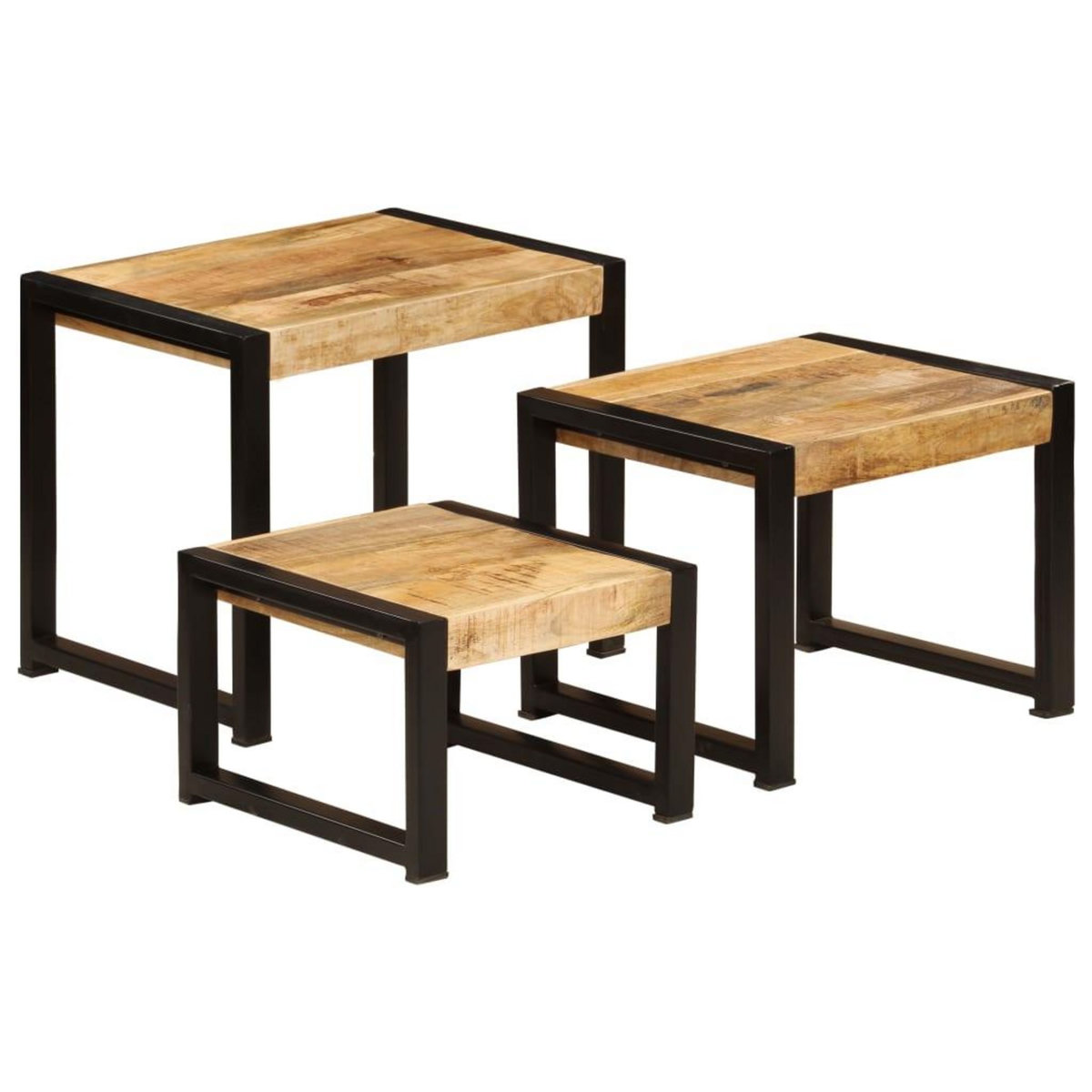VIDAXL Tables gigognes 3 pcs Bois solide de manguier