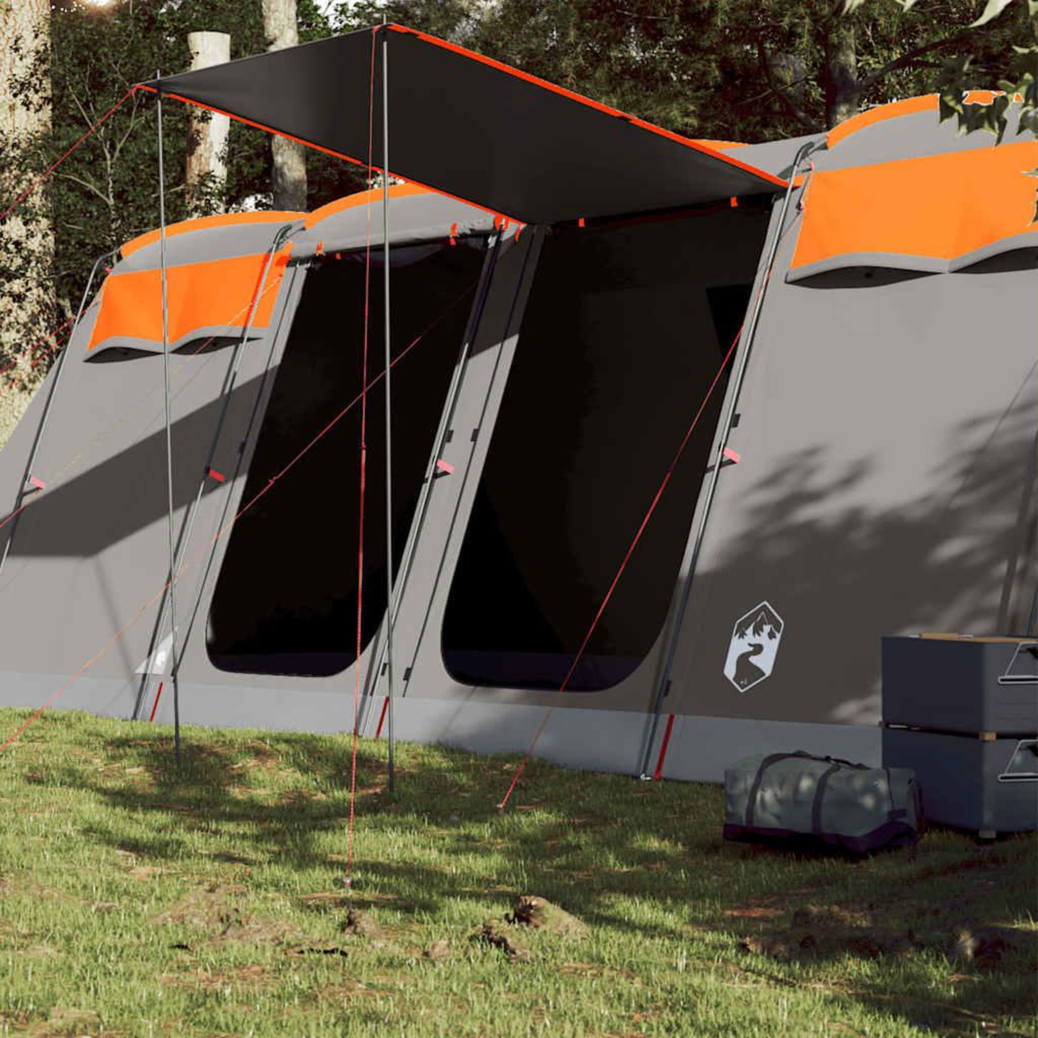 VIDAXL Tente familiale tunnel 10 personnes gris et orange impermeable