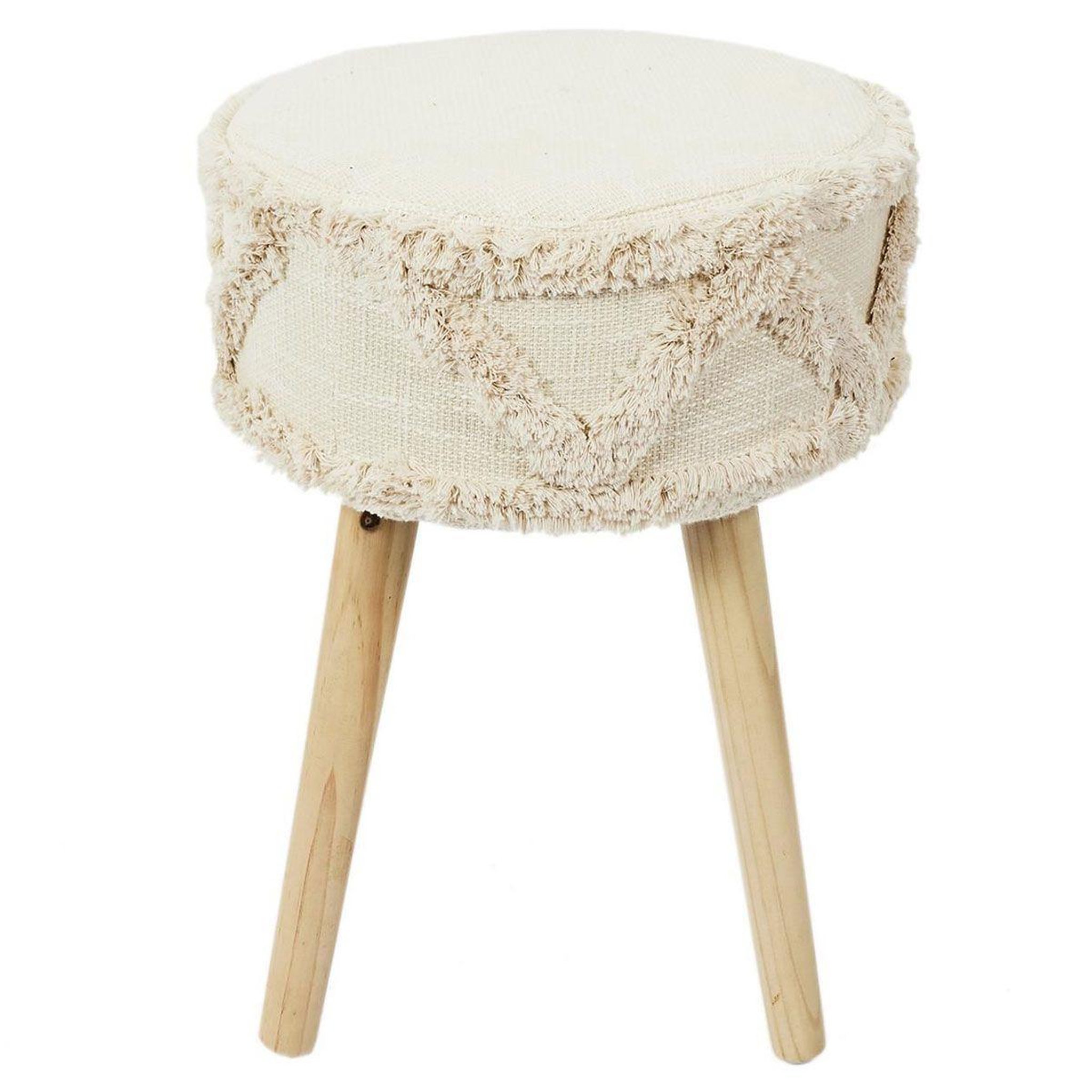 The Home Deco Factory Tabouret design ethnique  mirage  41cm blanc