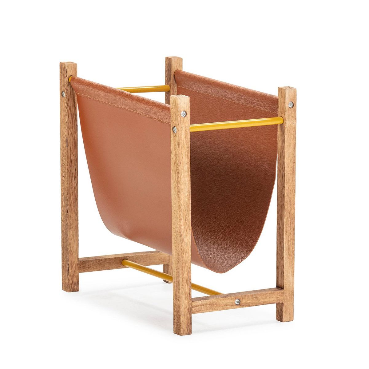 VS VENTA-STOCK Porte-revues Bento en cuir synthétique et bois naturel