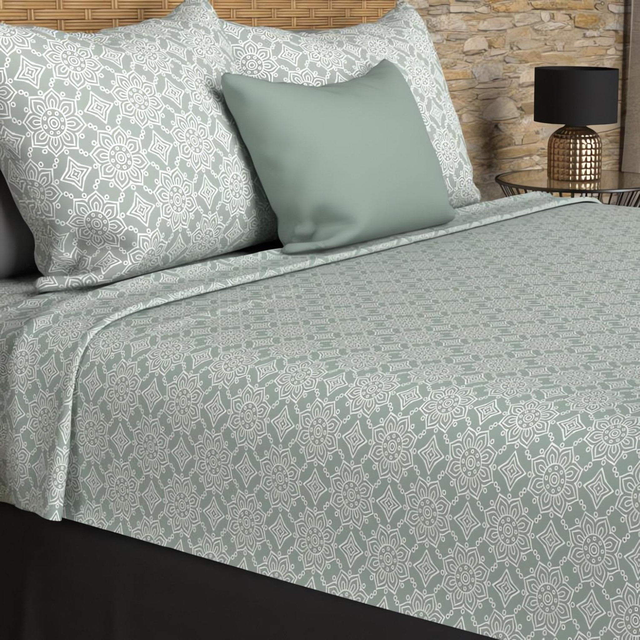 Voir la diapositive 1 : SOLEIL D'OCRE Parure de draps coton 57 fils ESMERALDA, par Soleil d'ocre