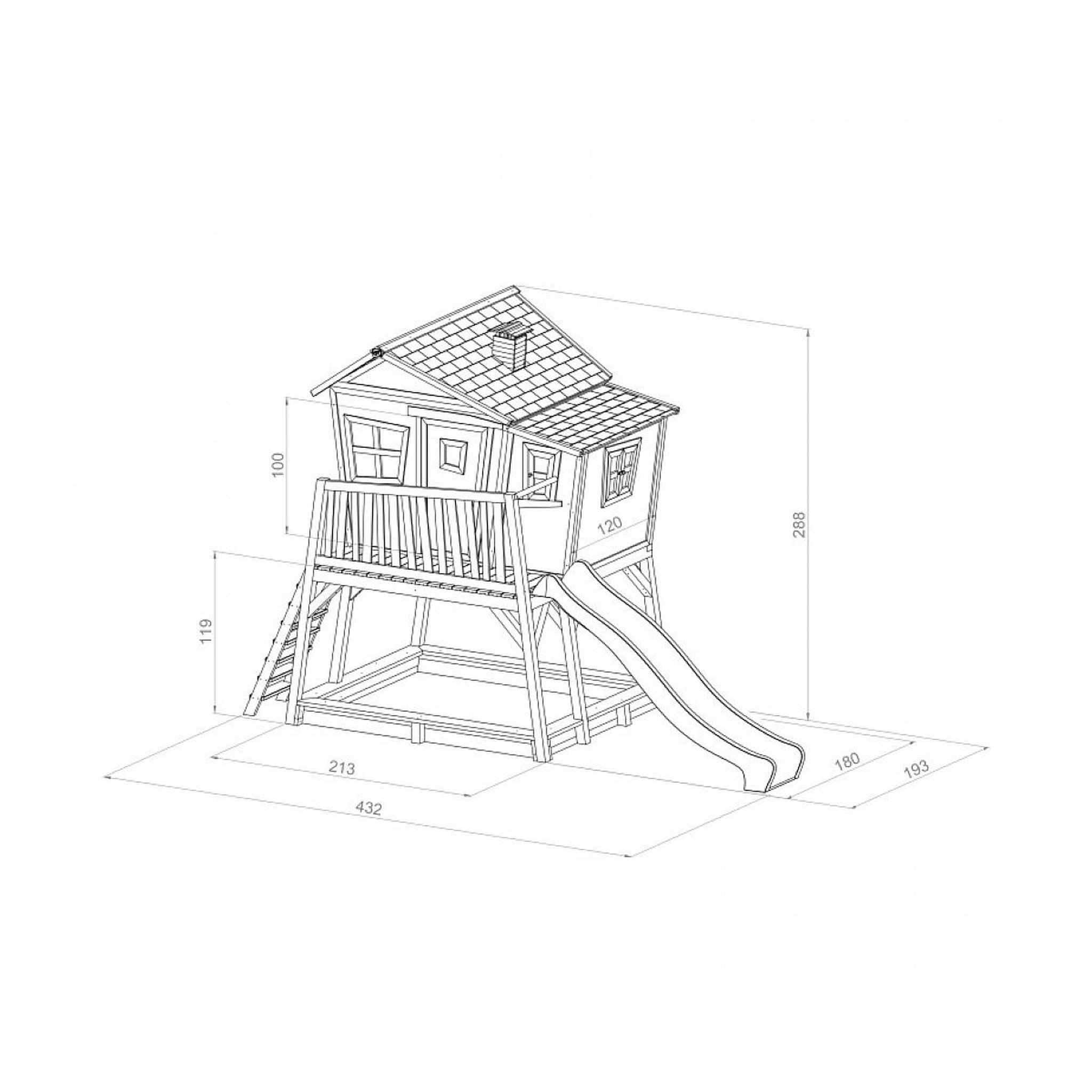 Voir la diapositive 3 : Axi House AXI Maisonnette MAX Brun Blanc avec toboggan Bleu et bac à sable