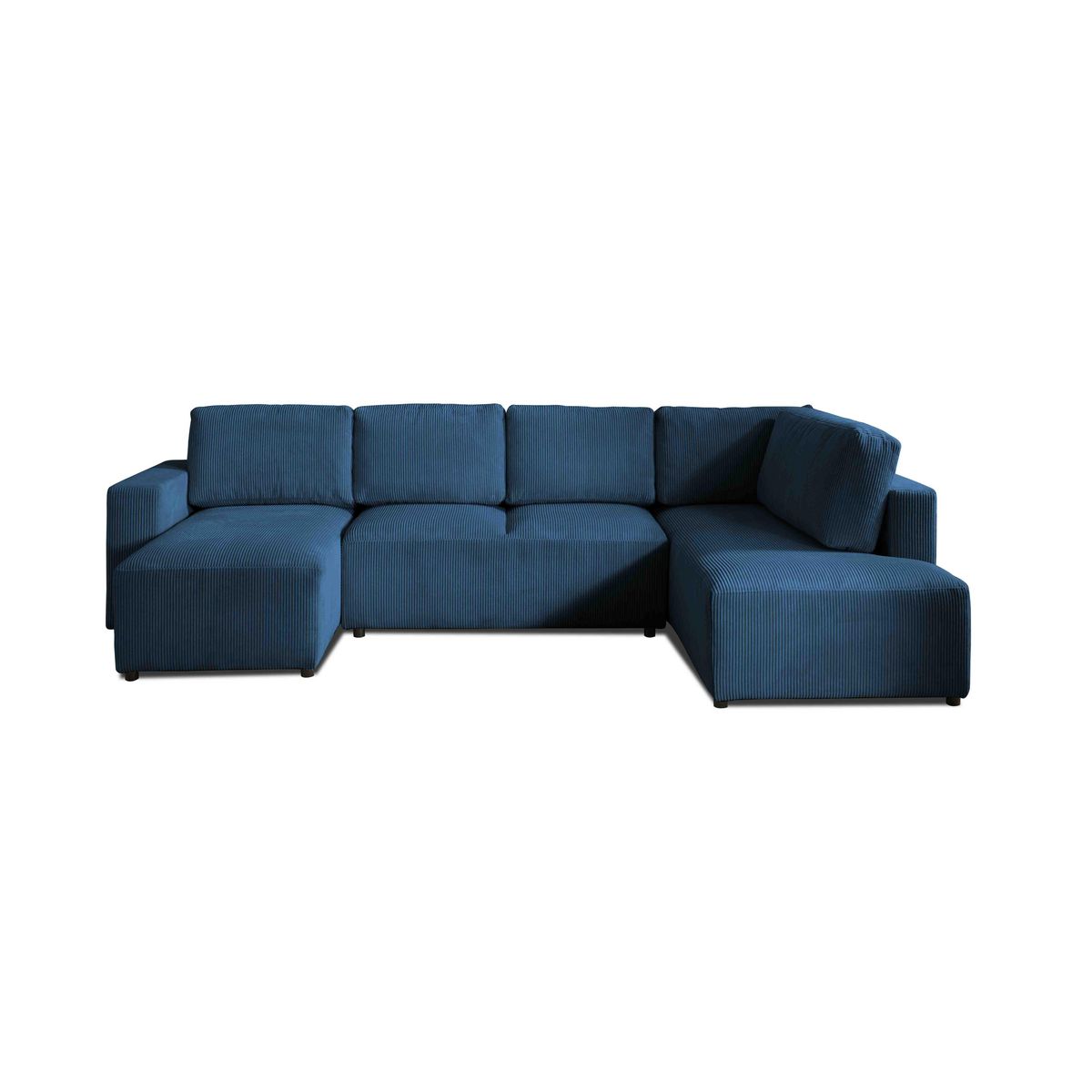 LISA DESIGN Livy - canapé panoramique convertible - avec coffre - en velours côtelé - 7 places - droit