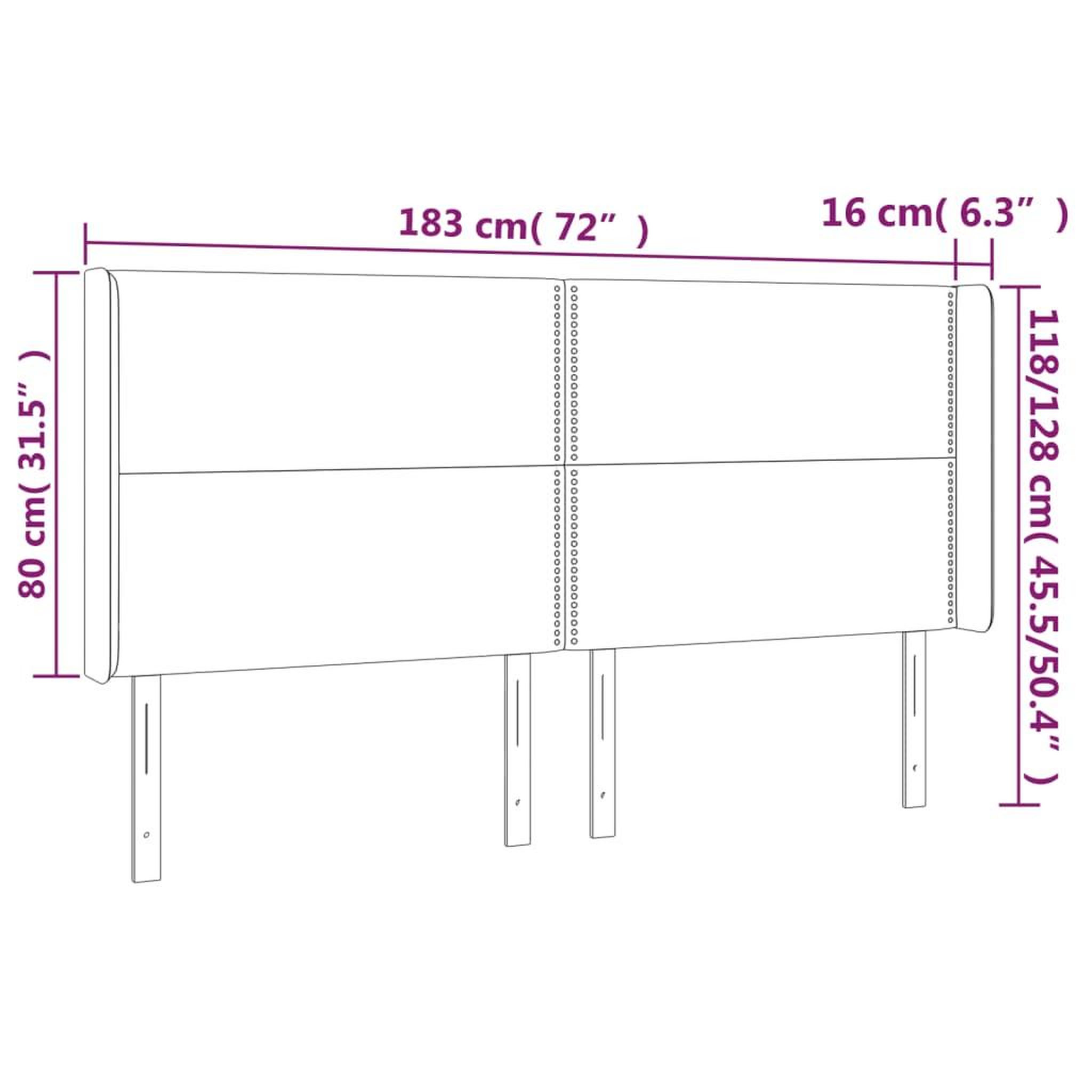 Voir la diapositive 6 : VIDAXL Tete de lit a LED Gris clair 183x16x118/128 cm Velours
