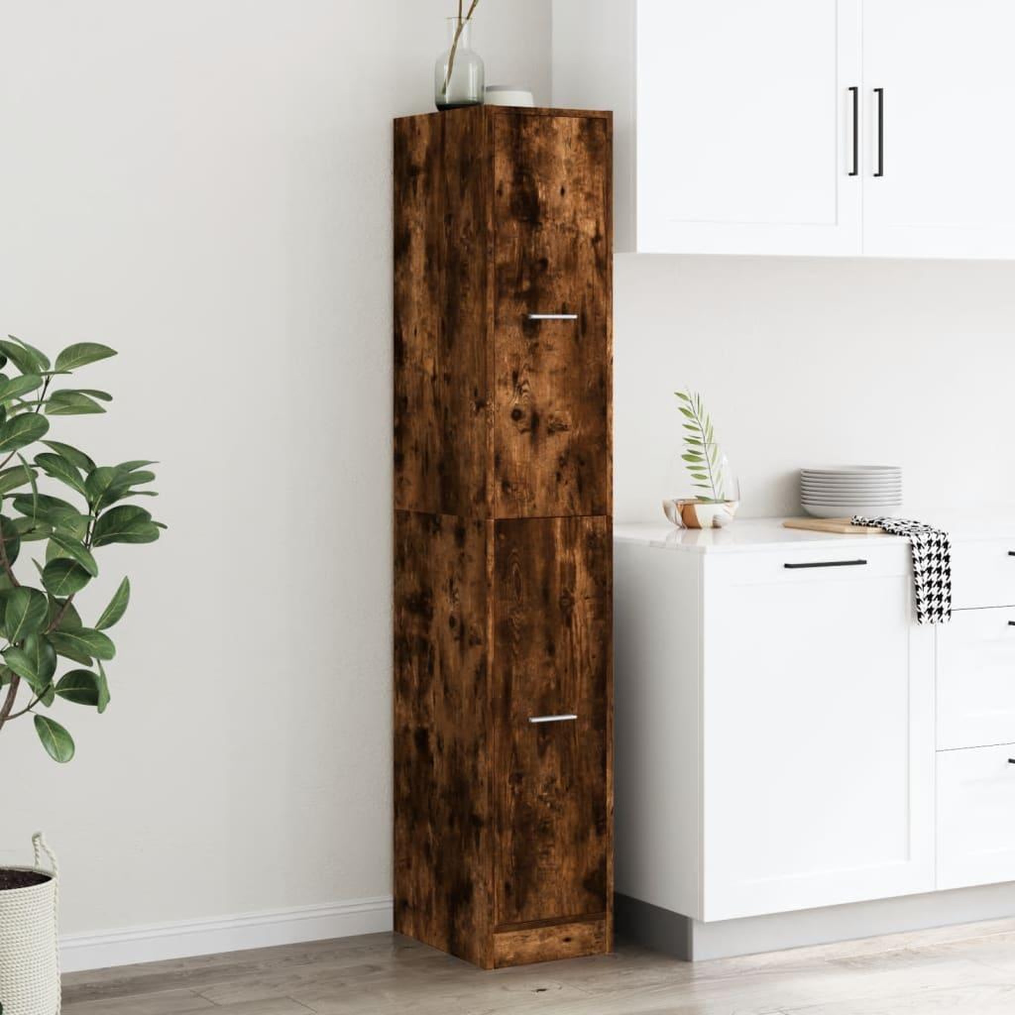 Voir la diapositive 4 : VIDAXL Armoire d'apothicaire chene fume 30x41x174,5 cm bois ingenierie