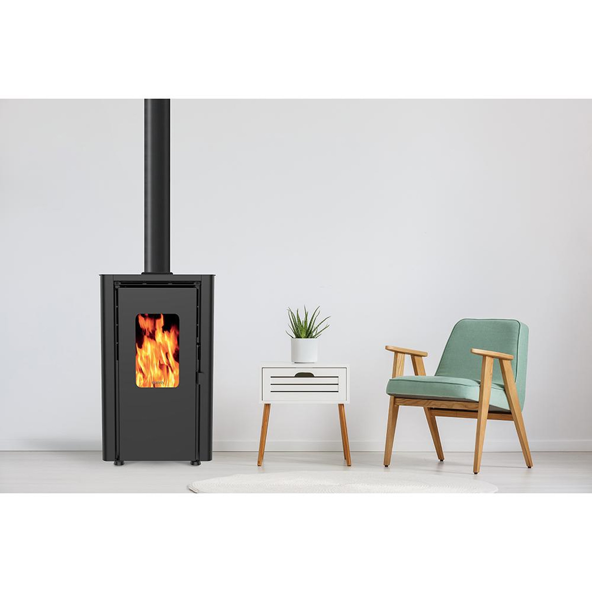 Voir la diapositive 3 : Supra Poêle à granulés de bois 6.1kw noir - orphee 6 noir