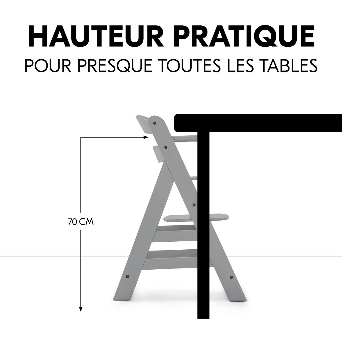 HAUCK Chaise haute Alpha+B Gris + Coussin réducteur de chaise haute en bois Alpha Cosy Comfort Stretch Gris