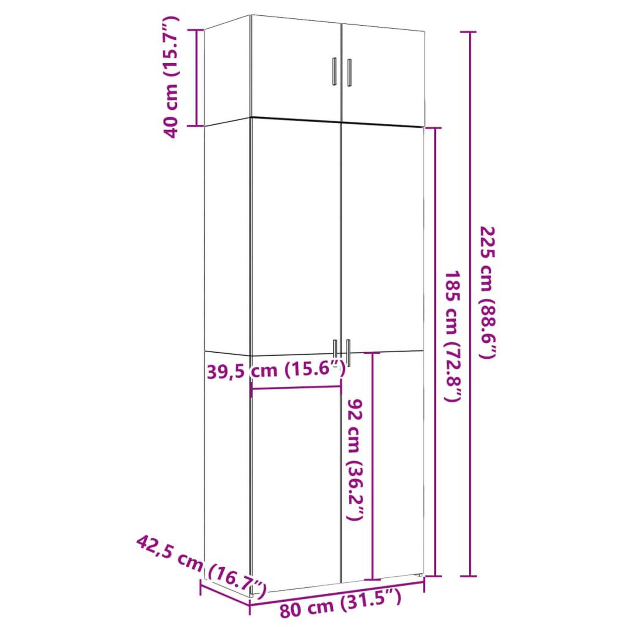 Voir la diapositive 6 : VIDAXL Armoire de rangement chene sonoma 80x42,5x225 cm