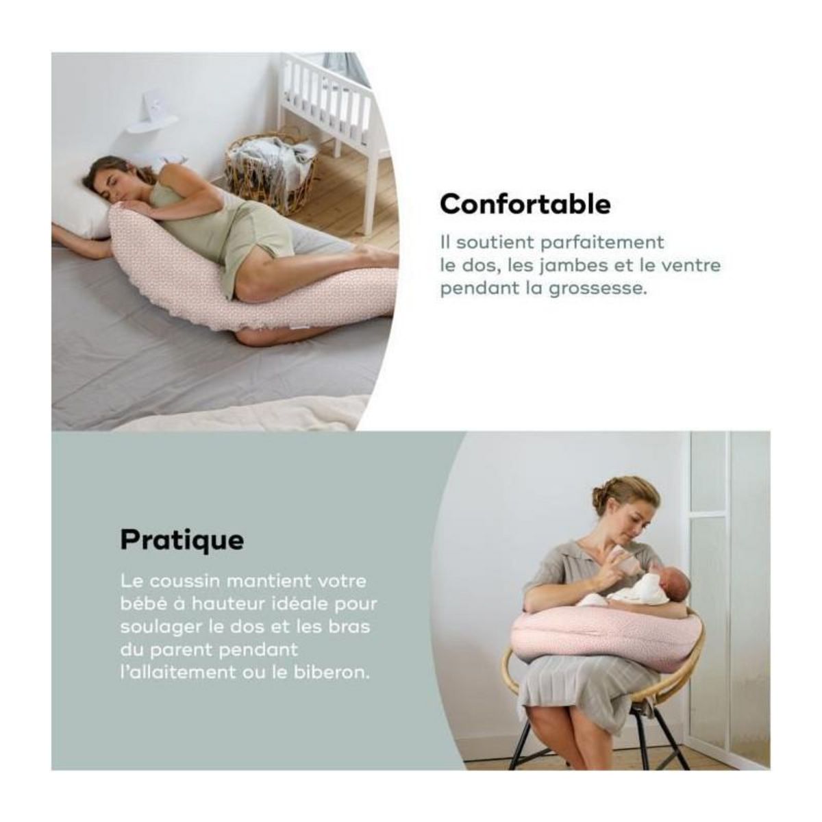 BABYMOOV BABYMOOV Coussin de maternité Doomoo Buddy, un confort unique de la grossesse a l'allaitement, cloudy pink