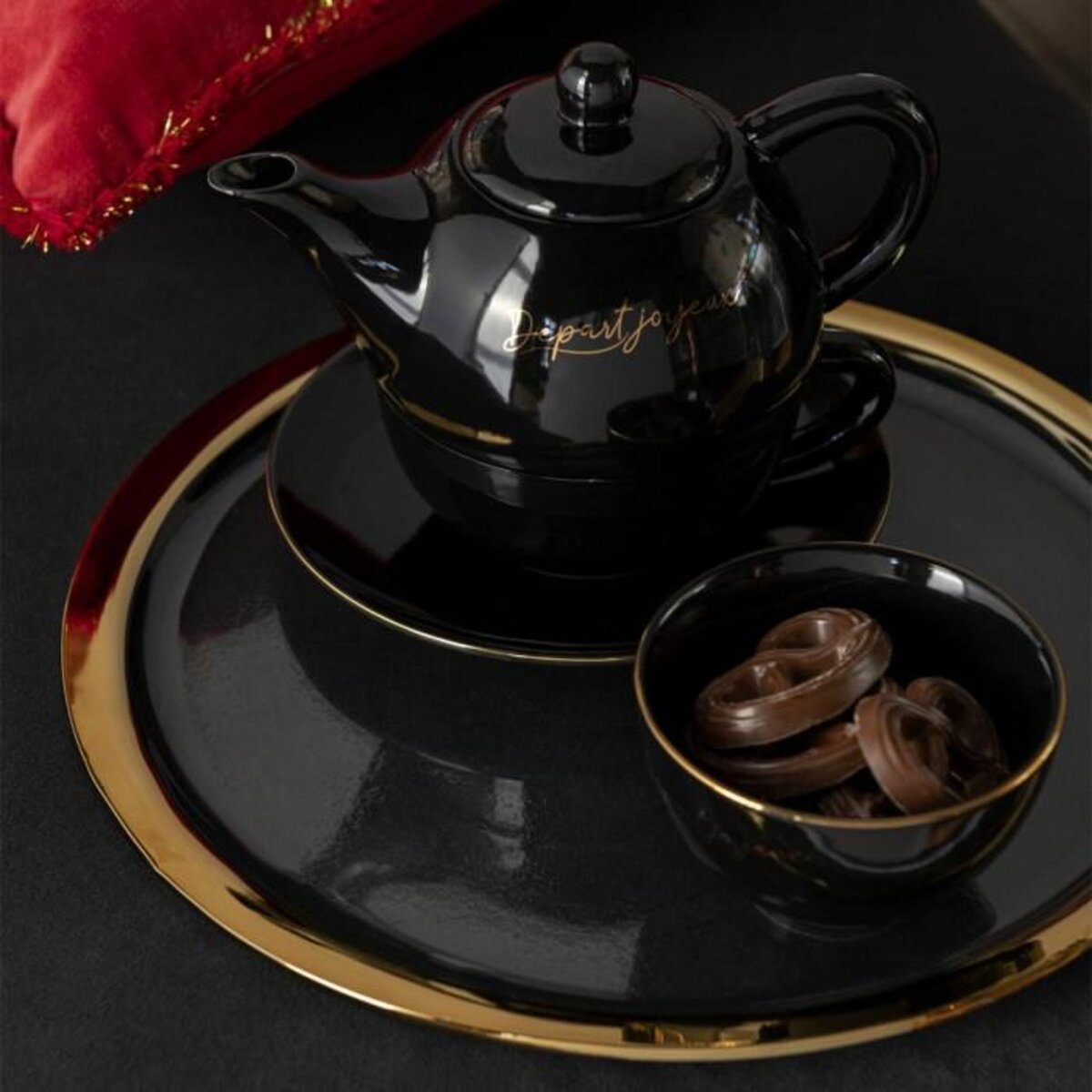 Paris Prix Théière avec Tasse & Sous-Tasse  Ilene  19cm Noir