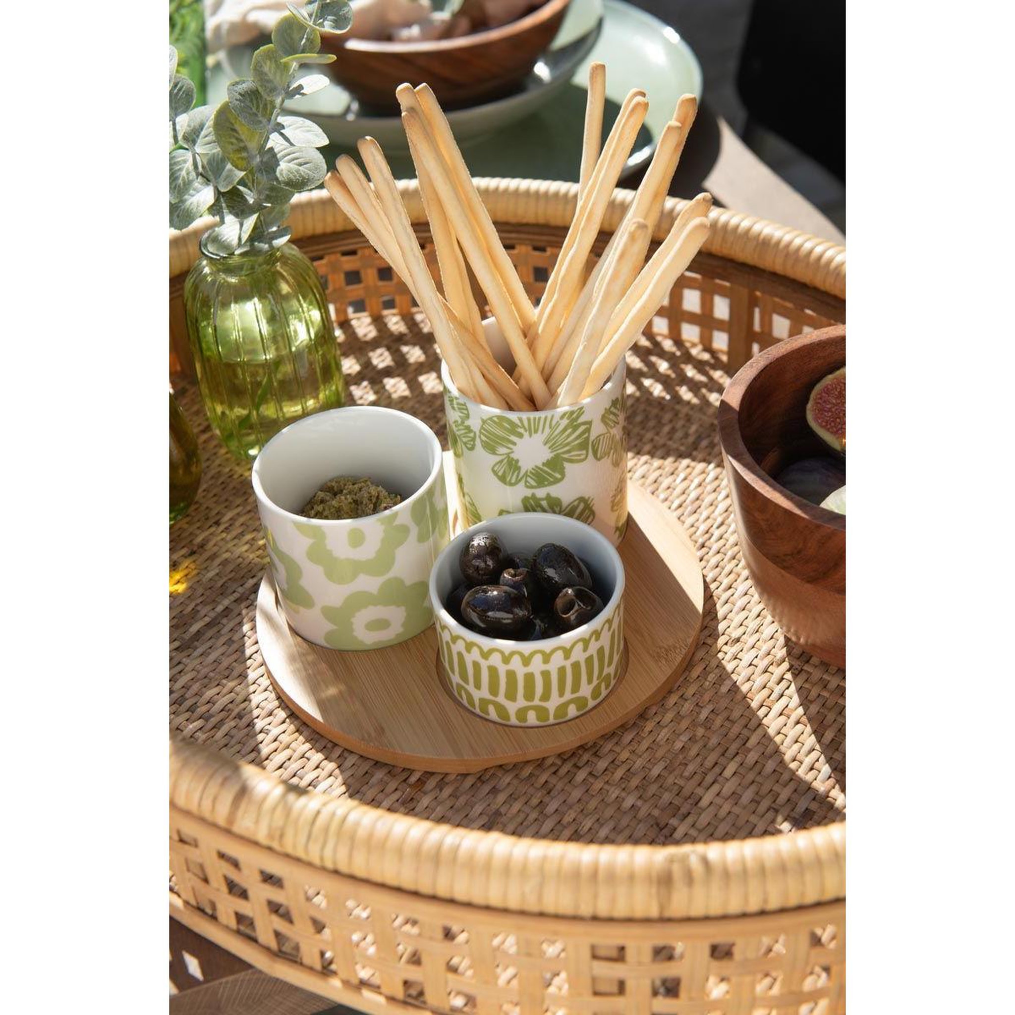 Voir la diapositive 4 : J-LINE Service apéritif 4 pièces  fiesta sud  20 cm vert