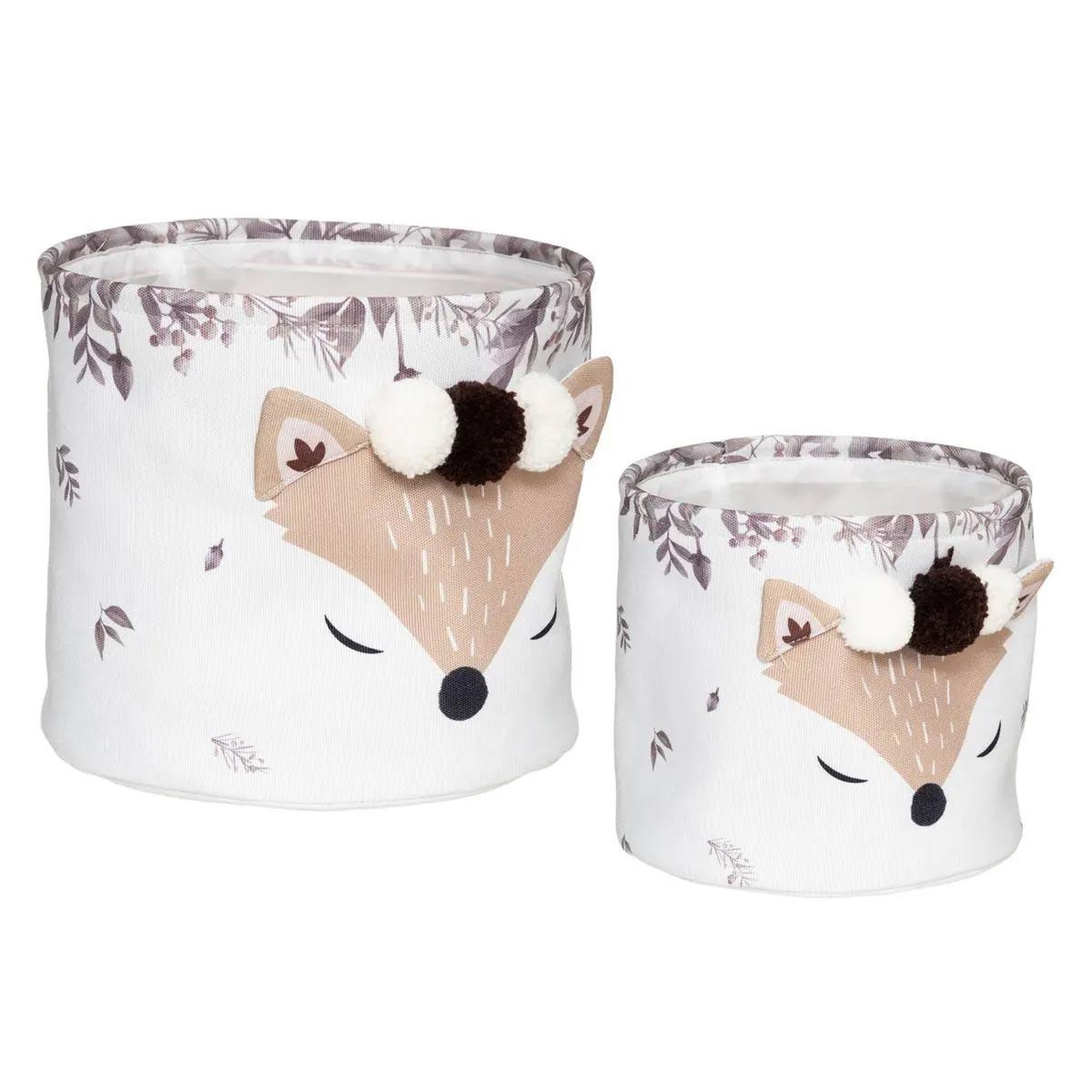 Atmosphera Kids Lot de 2 paniers déco enfant  renard  30cm blanc