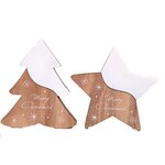 TOILINUX 2 Décorations de Noël Wooden Natural - Blanc