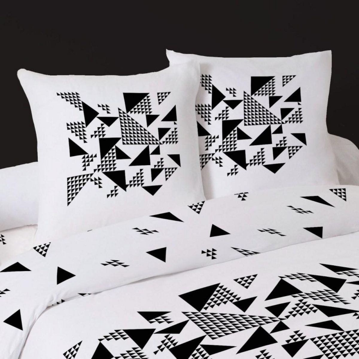 Dourev Parure de lit 4 pièces 100% coton TRIANGLES