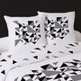 Voir la diapositive 2 : Dourev Parure de lit 4 pièces 100% coton TRIANGLES