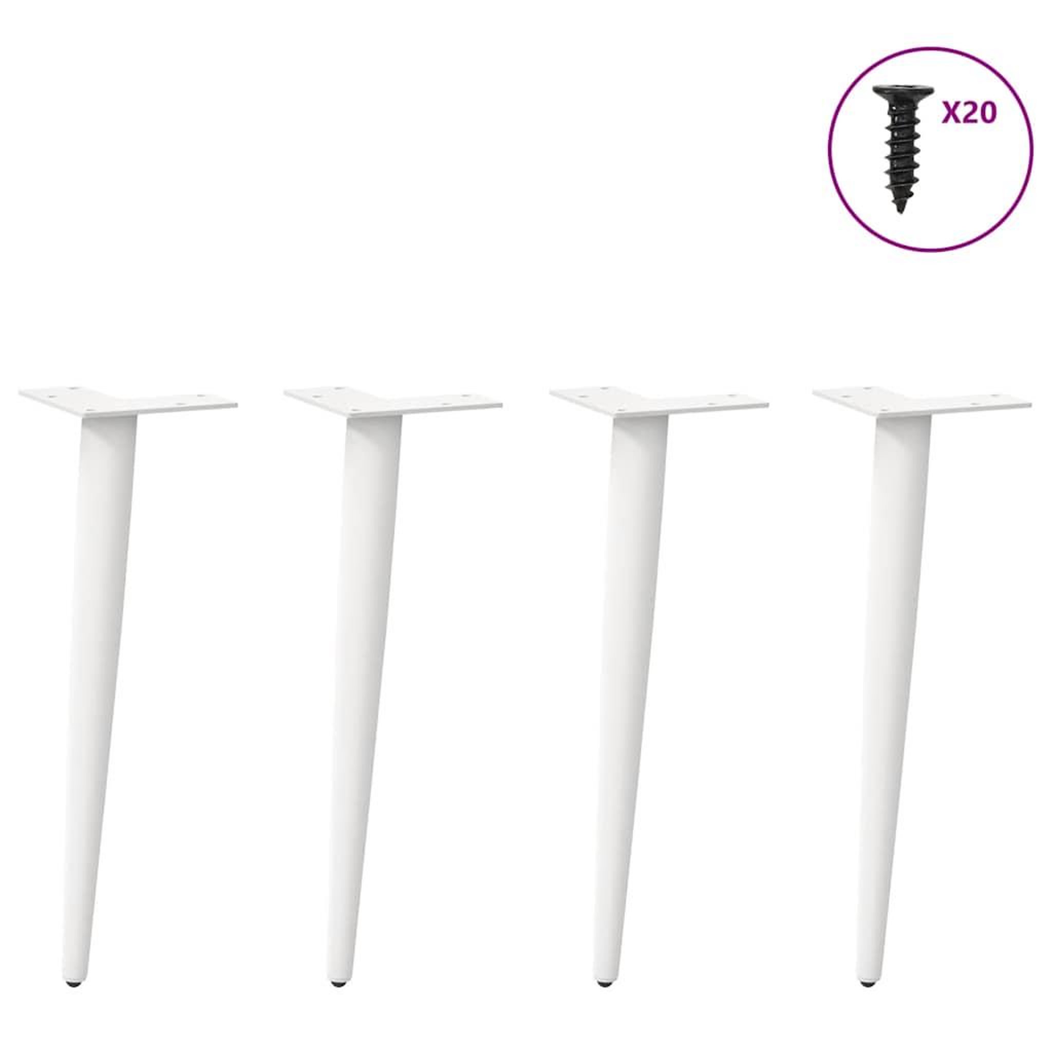 Voir la diapositive 3 : VIDAXL Pieds de table basse forme conique 4 pcs blanc 30-31 cm acier