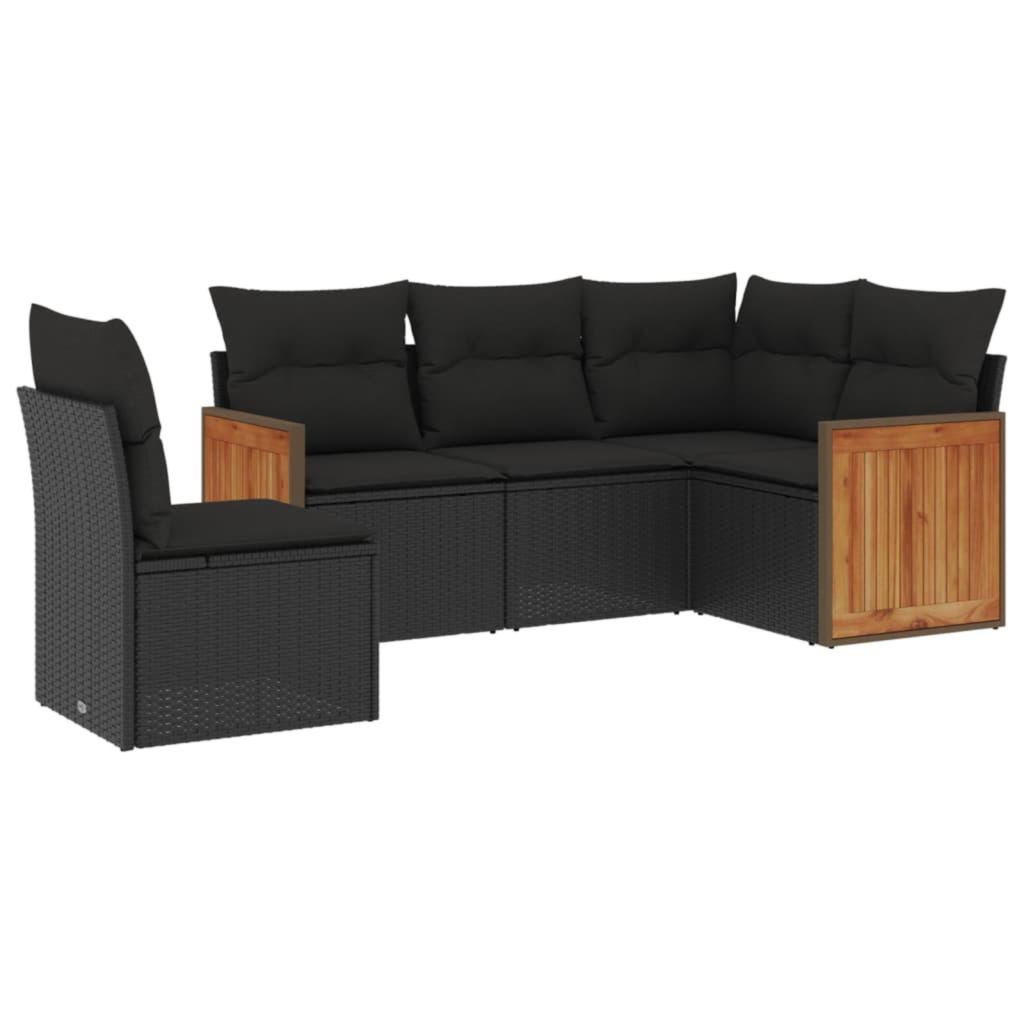 Voir la diapositive 2 : VIDAXL Salon de jardin 5 pcs avec coussins noir resine tressee