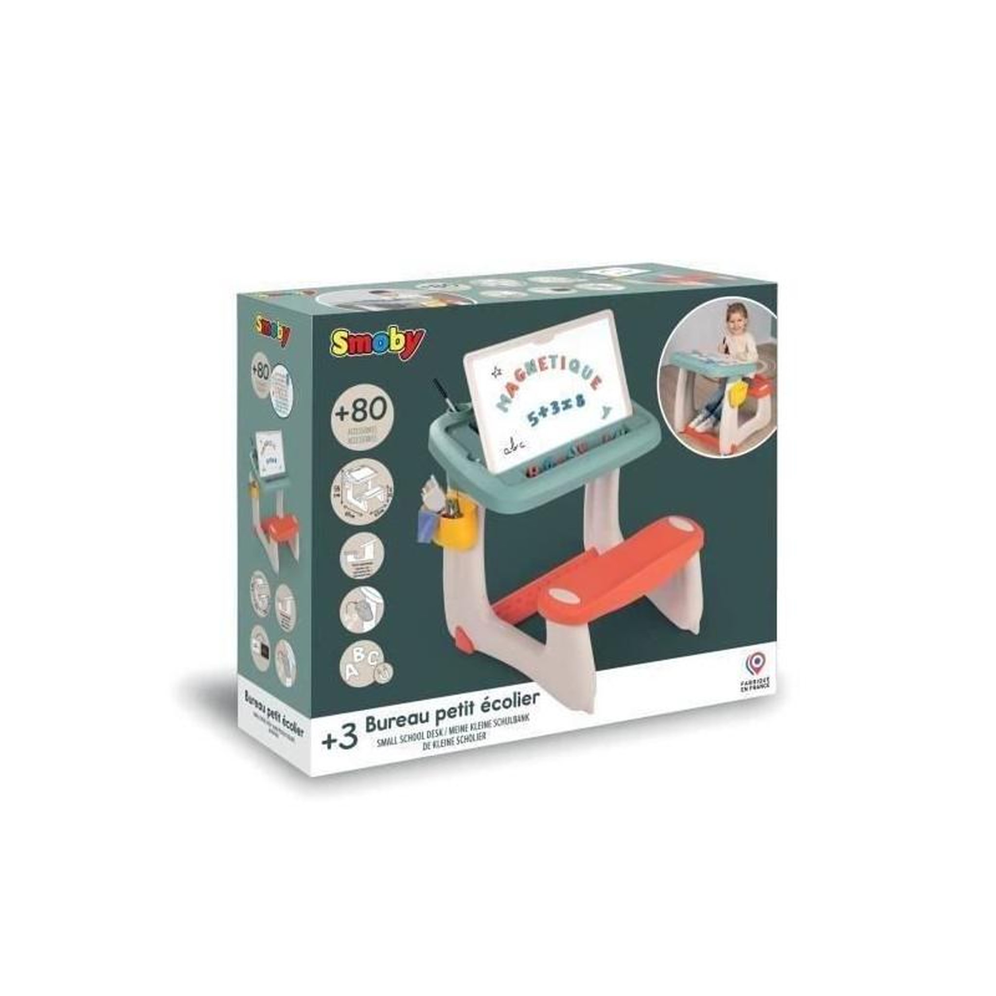 Voir la diapositive 2 : SMOBY Smoby - Bureau Petit Ecolier - 80 Accessoires Inclus - Des 3 ans