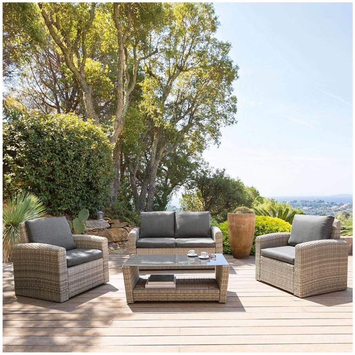 HESPERIDE Salon de jardin en résine tressé Polynesia