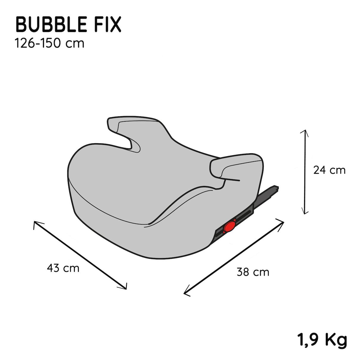 NANIA Nania Réhausseur Voiture Enfant Bubble ISOFIX de 6 à 12 ans (126-150cm) Réhausseur Siège Auto, Installation Facile avec le système isofix