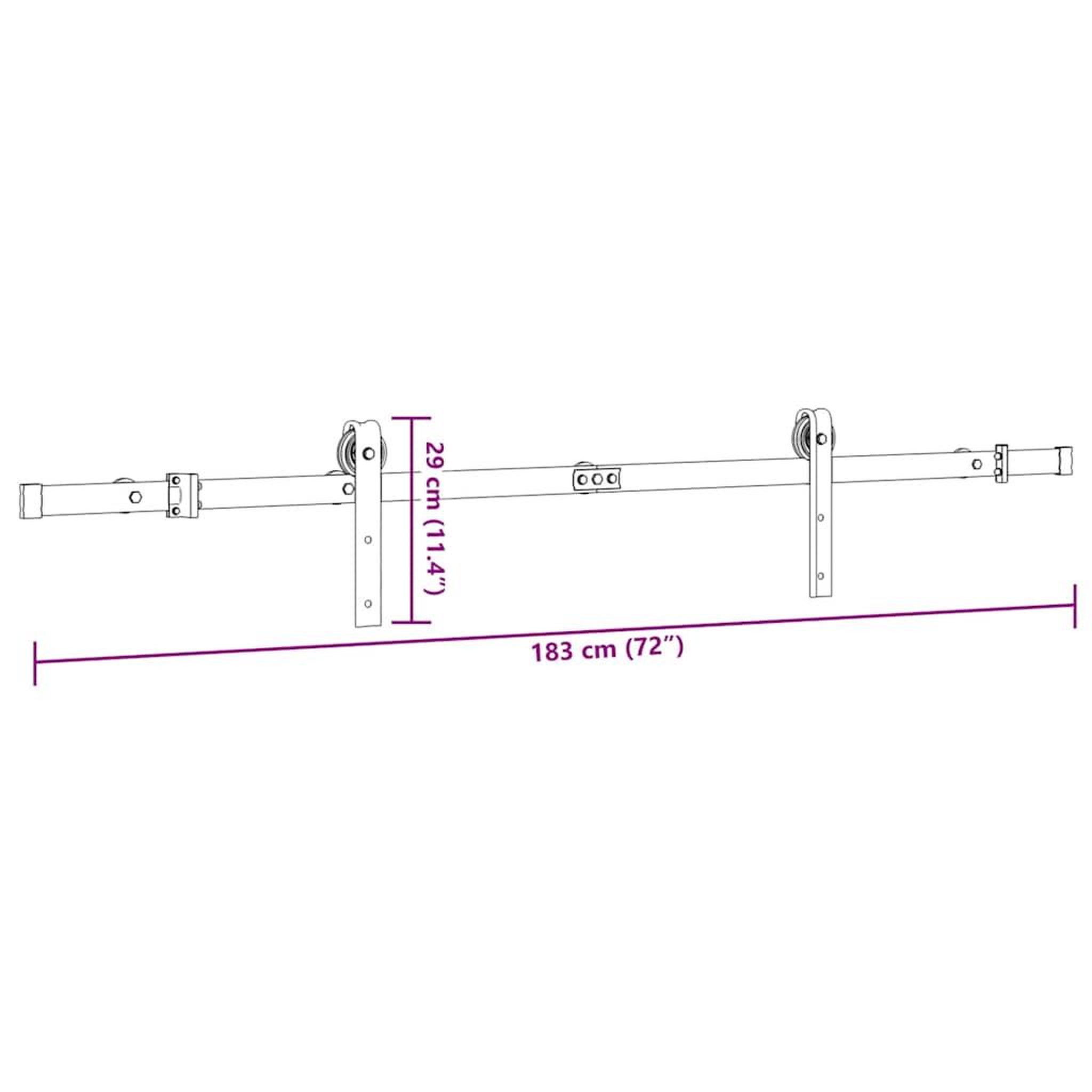 Voir la diapositive 6 : VIDAXL Kit de quincaillerie de porte coulissante 183 cm Acier Noir