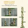 Voir la diapositive 4 : PAWHUT Arbre à chat poteau à griffer design hauteur réglable dim. 37L x 21l x 202- 242H cm 4 niveaux beige vert