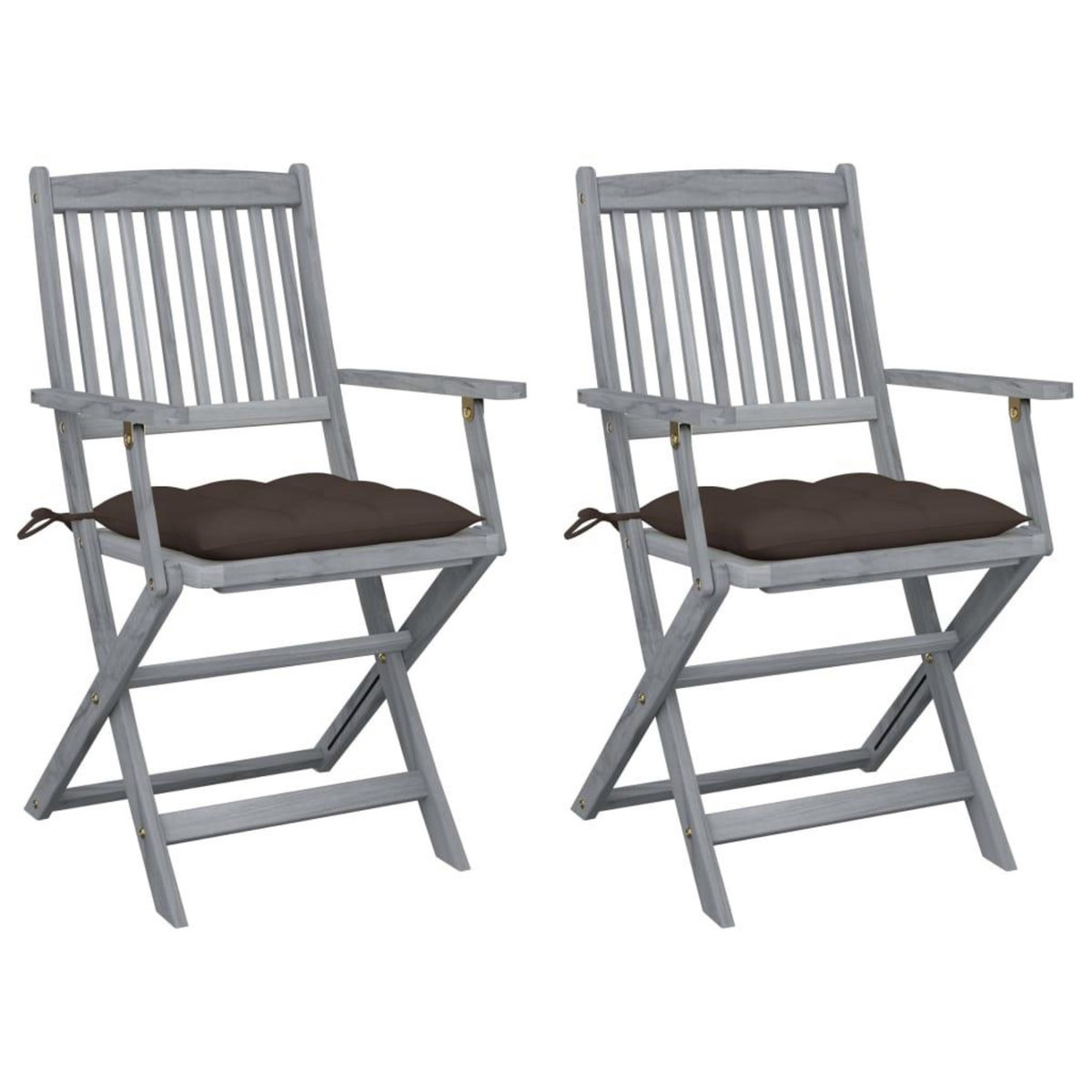VIDAXL Chaises pliables d'exterieur lot de 2 et coussins Bois d'acacia
