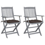 VIDAXL Chaises pliables d'exterieur lot de 2 et coussins Bois d'acacia