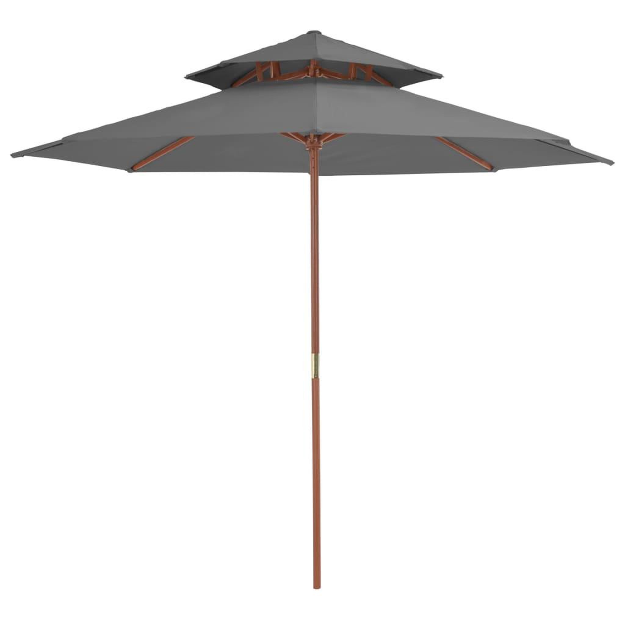 Voir la diapositive 1 : VIDAXL Parasol a deux etages avec mat en bois 270 cm anthracite