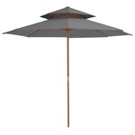 VIDAXL Parasol a deux etages avec mat en bois 270 cm anthracite