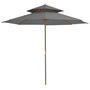 Voir la diapositive 1 : VIDAXL Parasol a deux etages avec mat en bois 270 cm anthracite