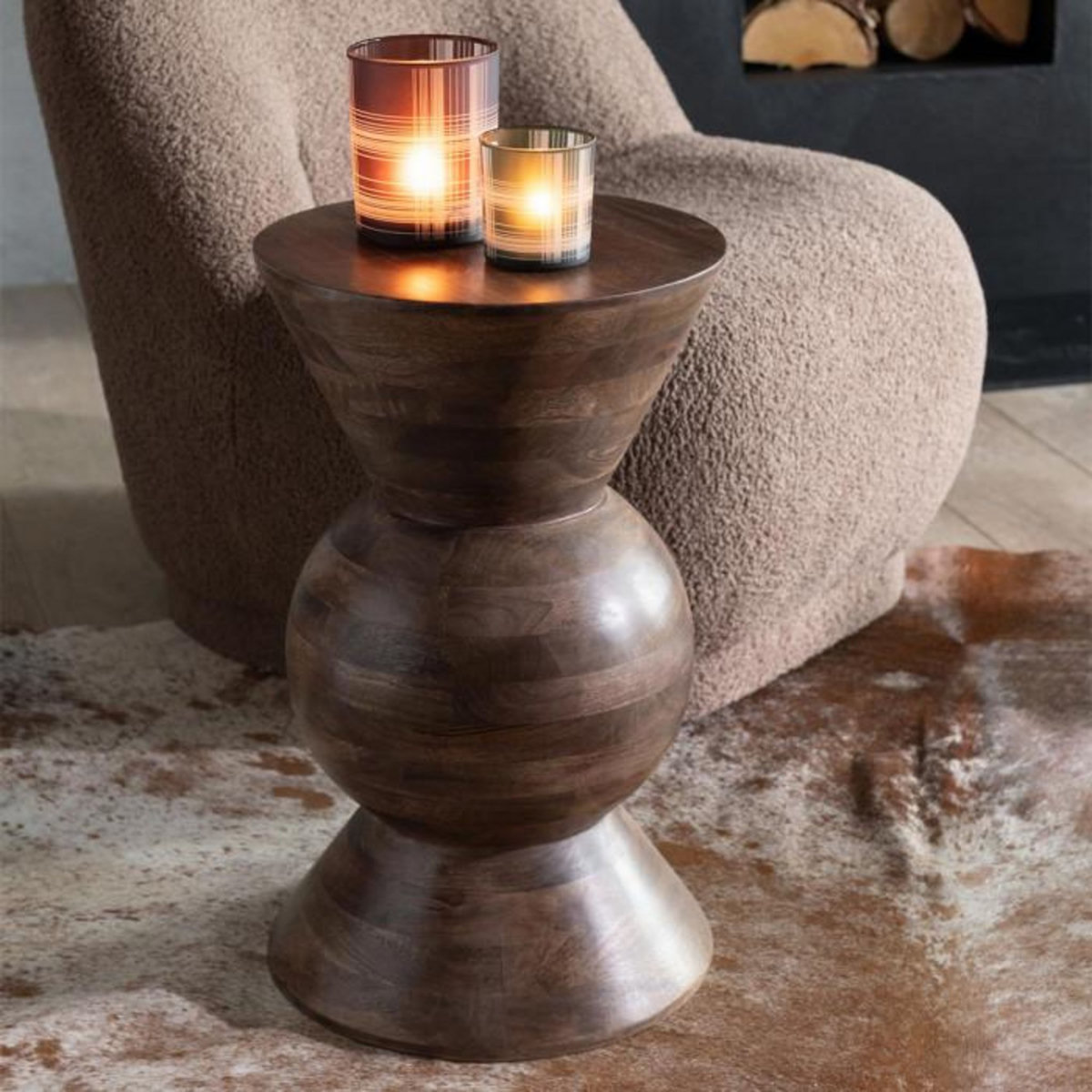 Paris Prix Table d'Appoint en Bois  Candy  50cm Marron