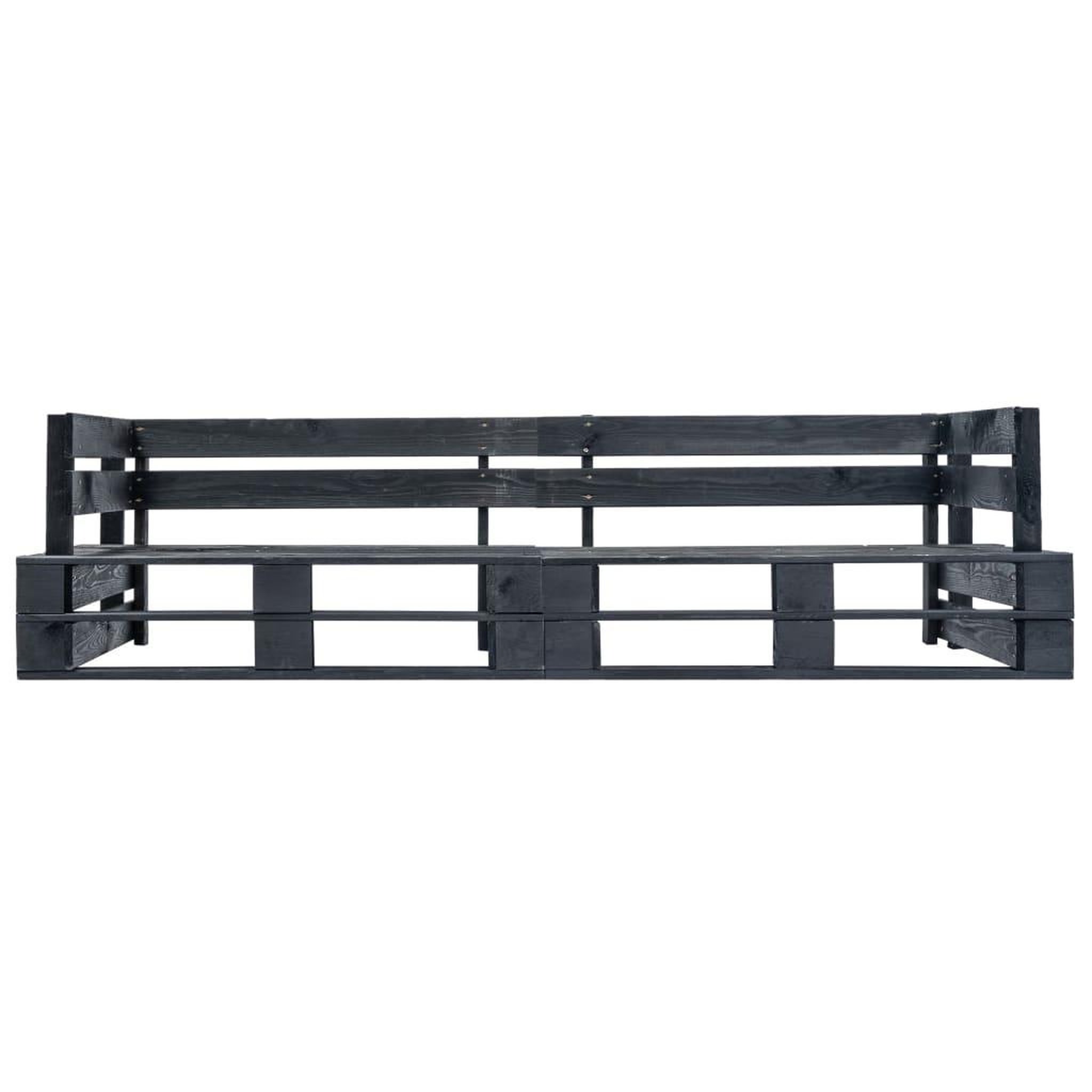 Voir la diapositive 2 : VIDAXL Canape palette a 2 places de jardin noir bois