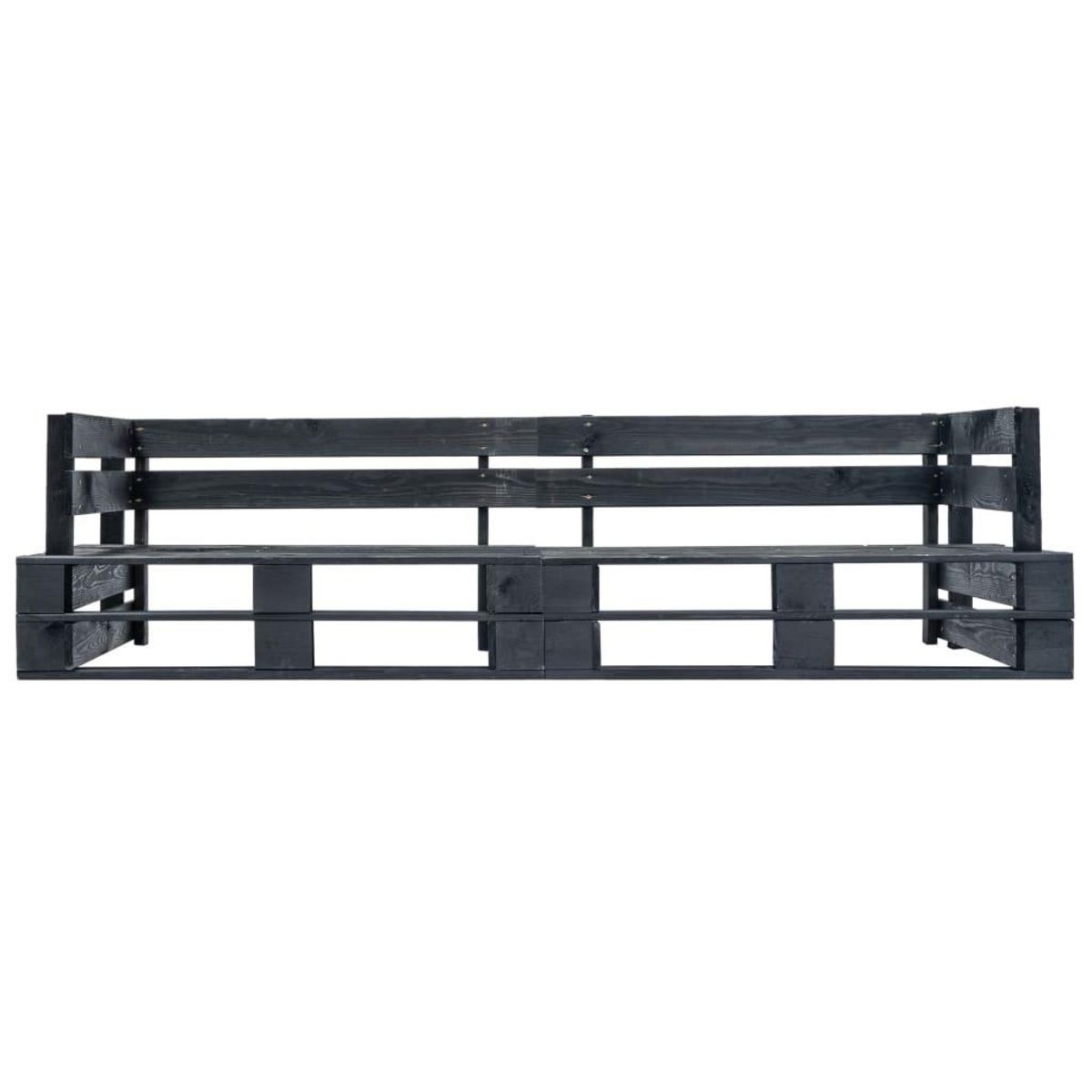 VIDAXL Canape palette a 2 places de jardin noir bois