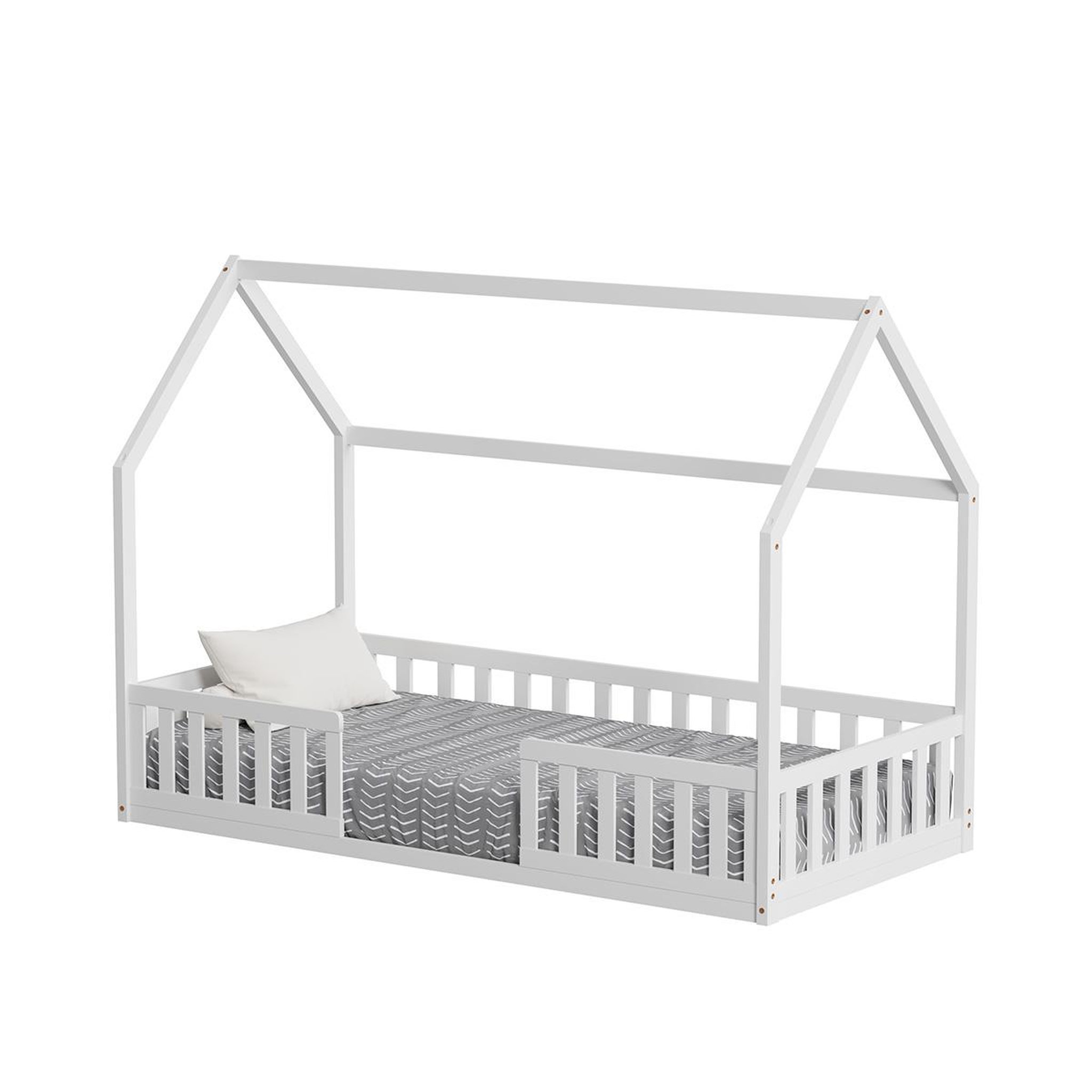 Voir la diapositive 1 : MINEA Minea | lit cabane avec barrière nid enchante 90x190 cm (matelas non inclus)