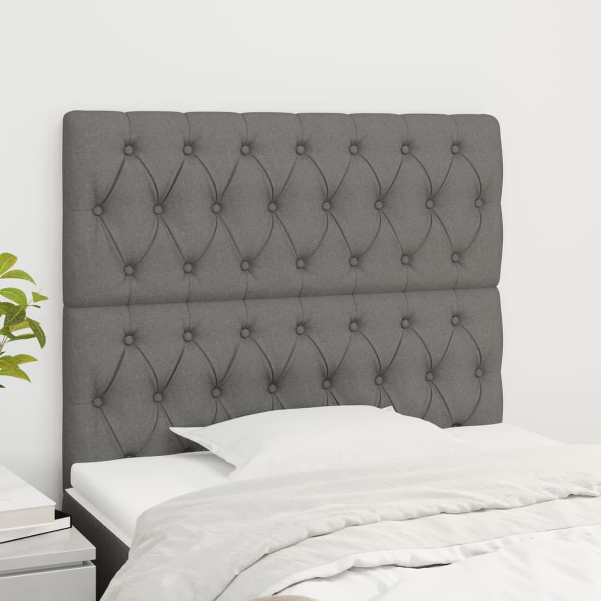 Voir la diapositive 1 : VIDAXL Tetes de lit 2 pcs Gris fonce 100x7x78/88 cm Tissu